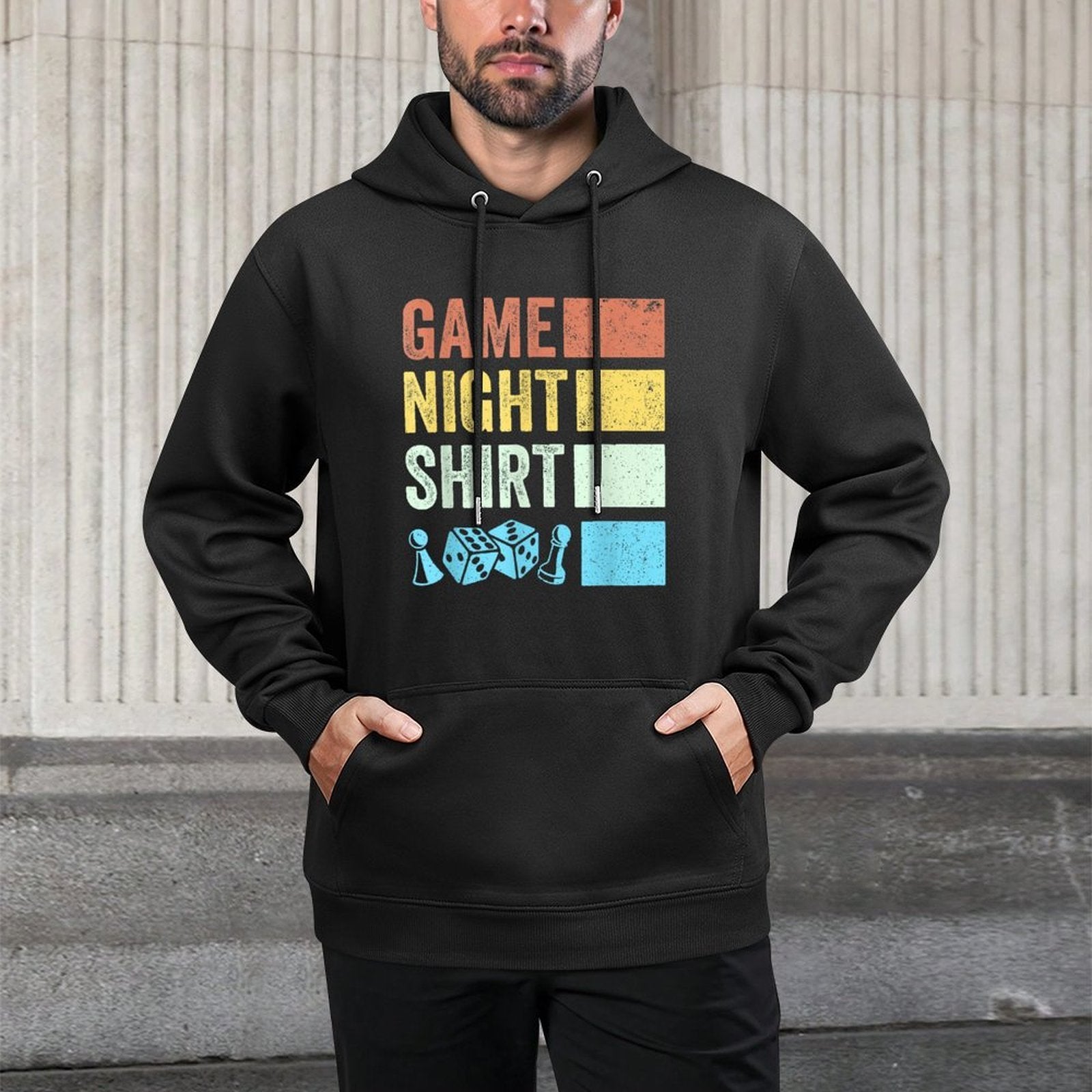 Retro Boardgaming Game Night Shrink-Resistant Hoodie