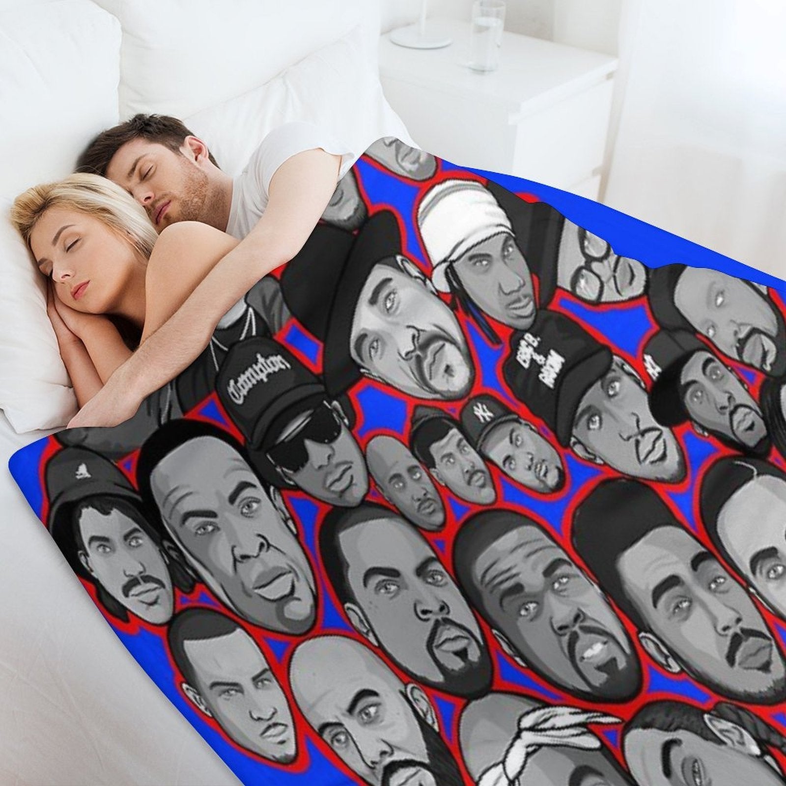 Old School Hip Hop Legends Collage Art Compact Throw Blanket