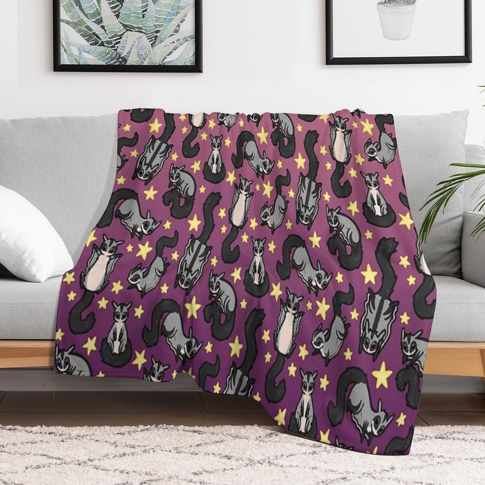 Sugar Glider Pattern Eco-conscious Throw Blanket