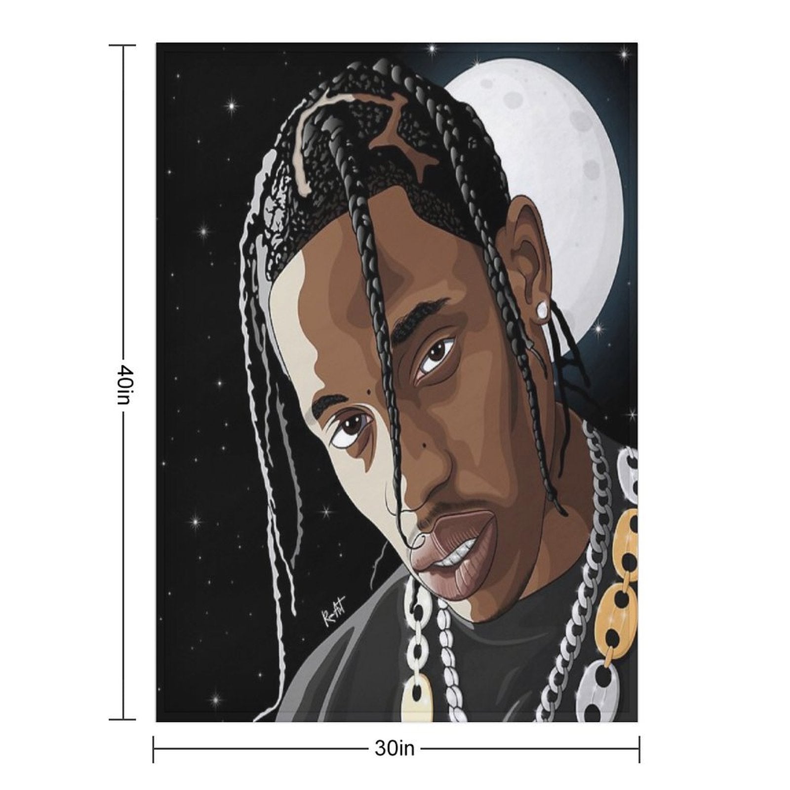 Travis Scott Moon Art Plush Throw Blanket