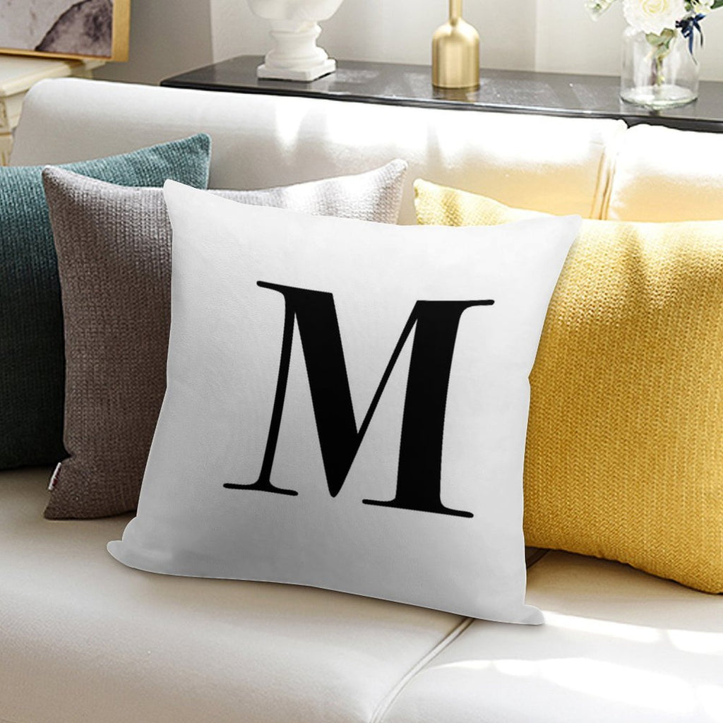 Letter M Monogram Initial Soft Fade-Resistant Throw Pillow