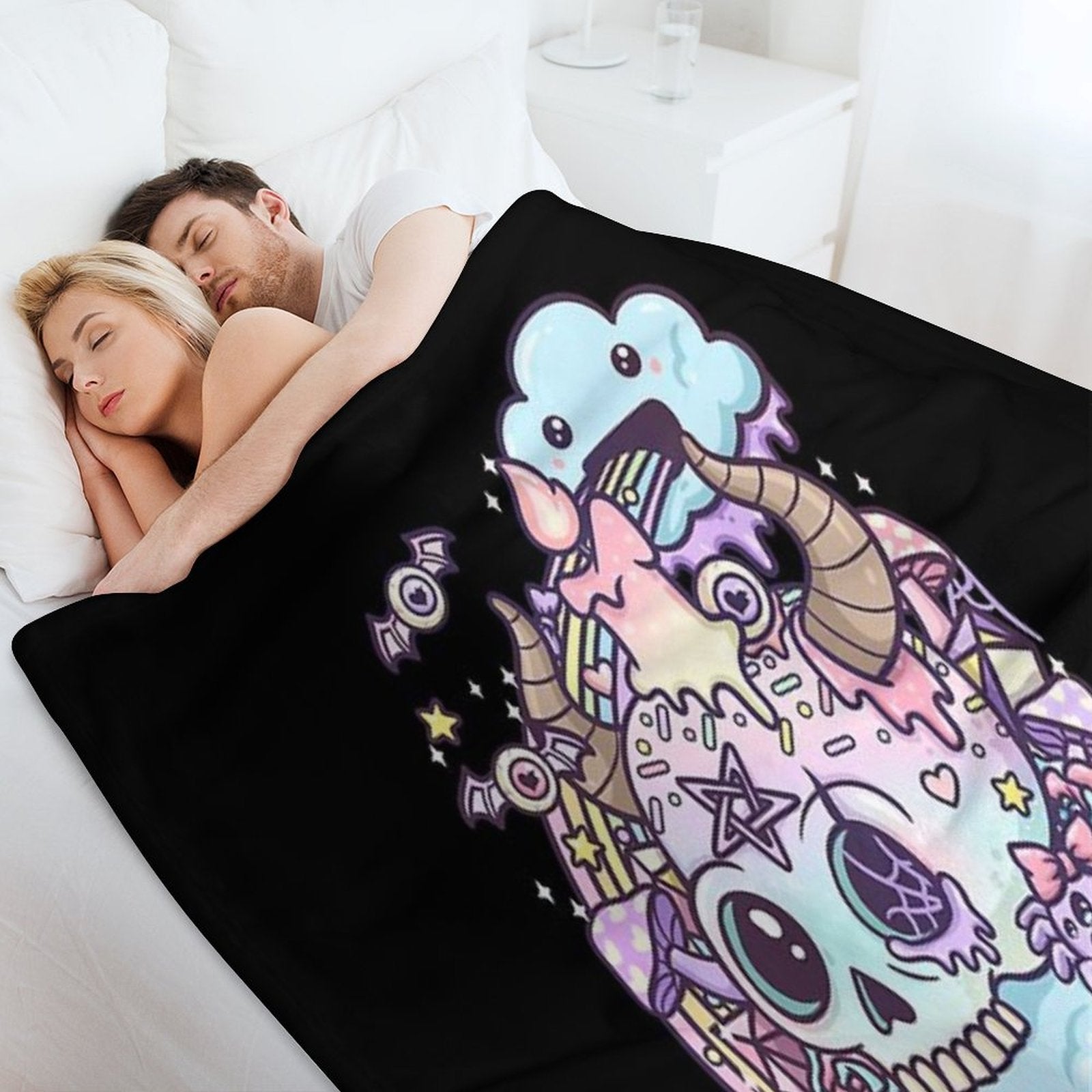 Pastel Goth Skull Kawaii Anti-pilling Throw Blanket