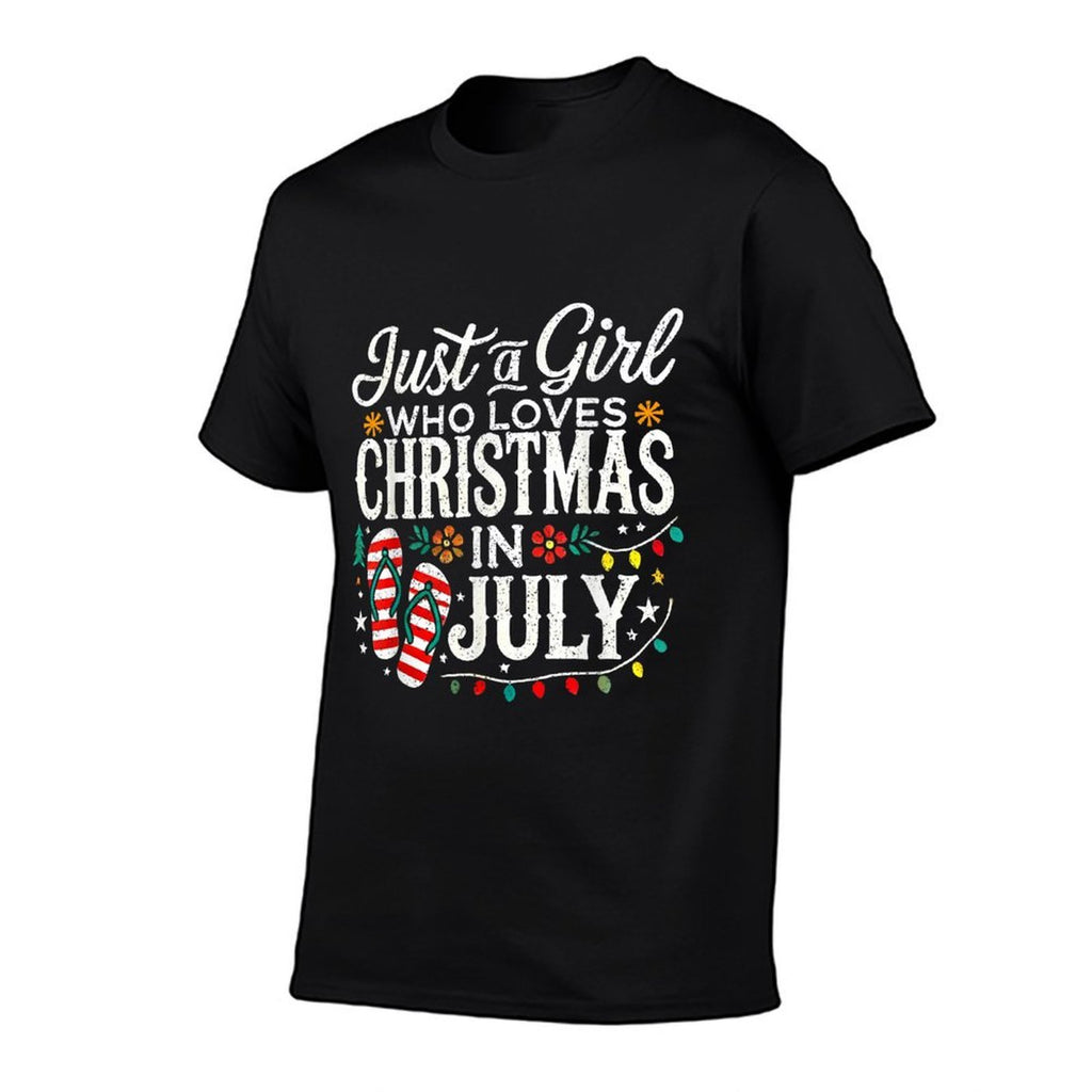 Christmas In July Girls Funny Summer Beach Vacation  Cotton T-Shirt