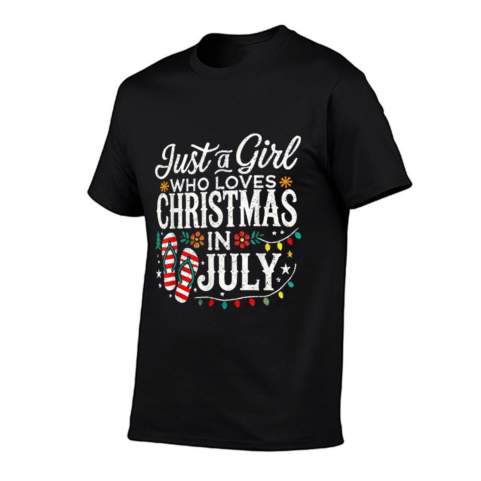 Christmas In July Girls Funny Summer Beach Vacation  Cotton T-Shirt