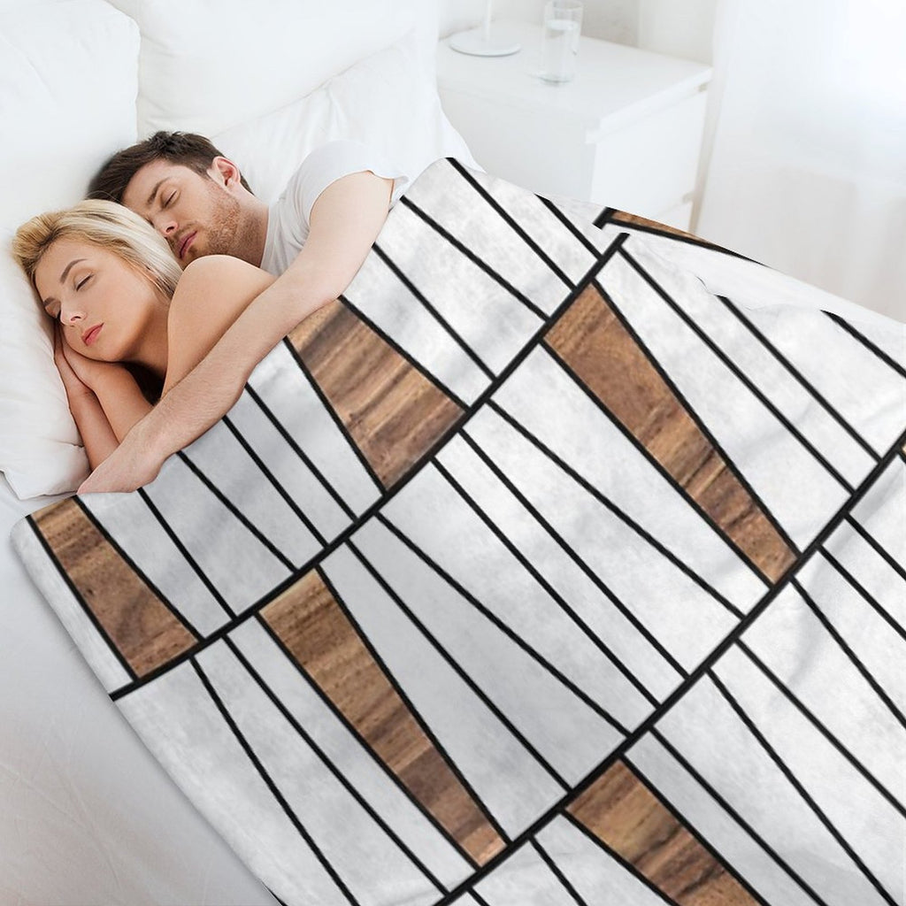 Mid-Century Modern Pattern No.4 - Concrete And Wood Premium Throw Blanket