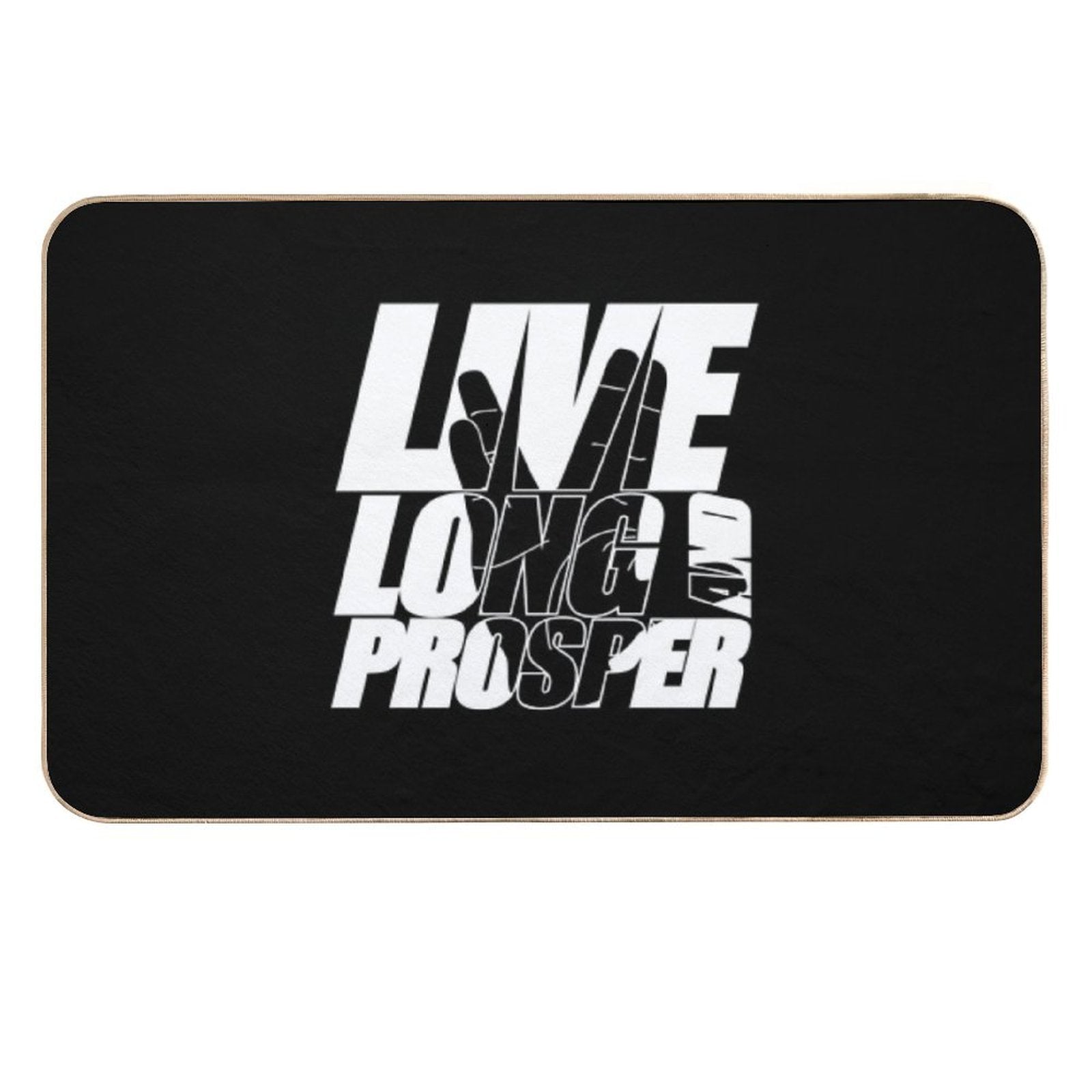 LIVE LONG AND PROSPER Star Trek ™ Quote Meme Slogan with Silhouette of The Vulkan Gruss  Long-Lasting Bath Mat