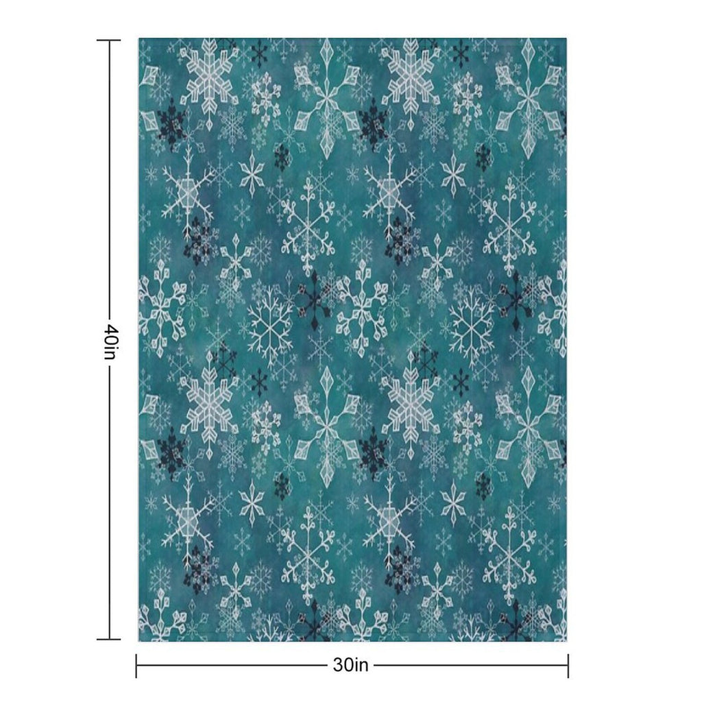 Snowflake Crystals in Teal Comfort Throw Blanket