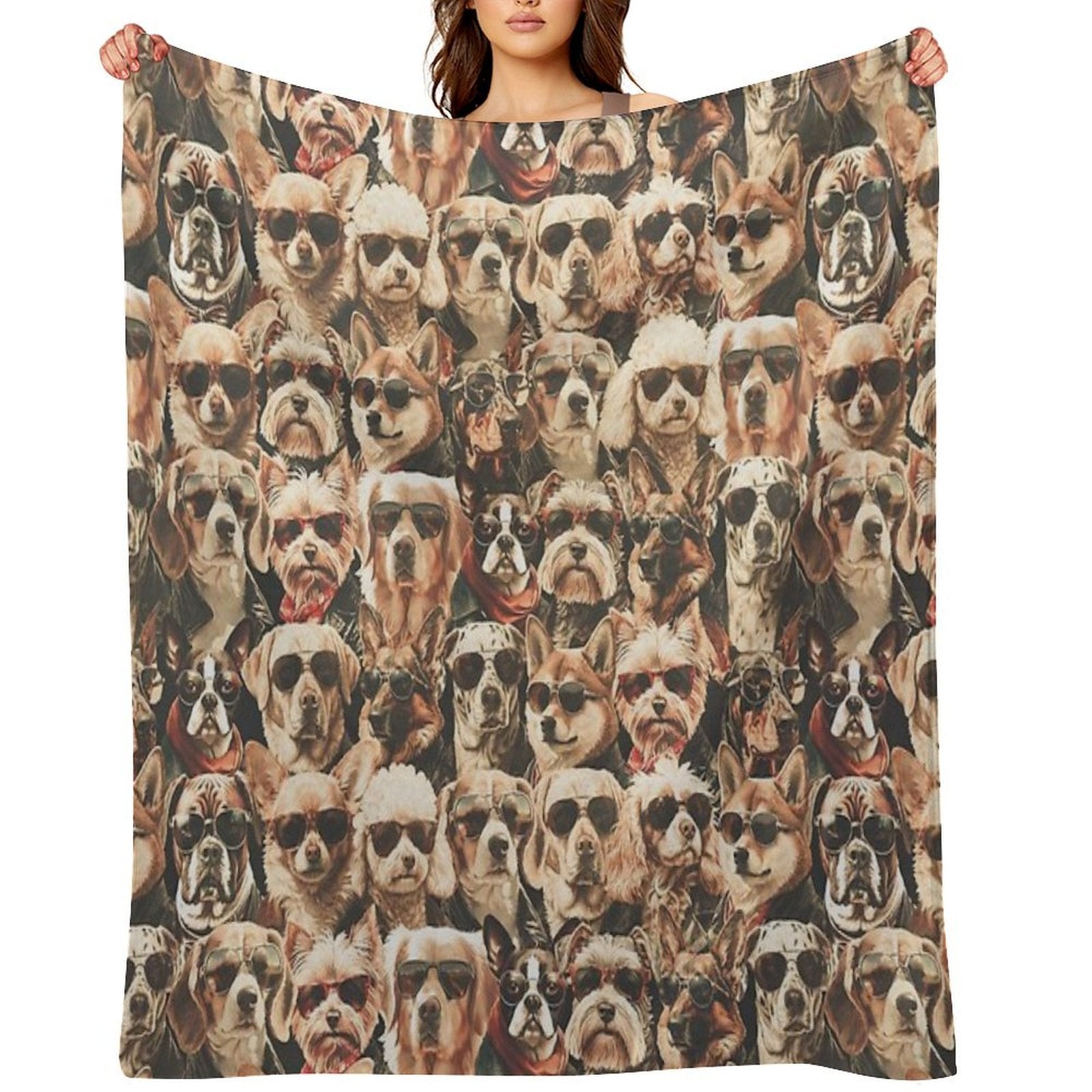 Vintage Anthropomorphic Dogs with Sunglasses Pattern  Dog Art All-season Throw Blanket