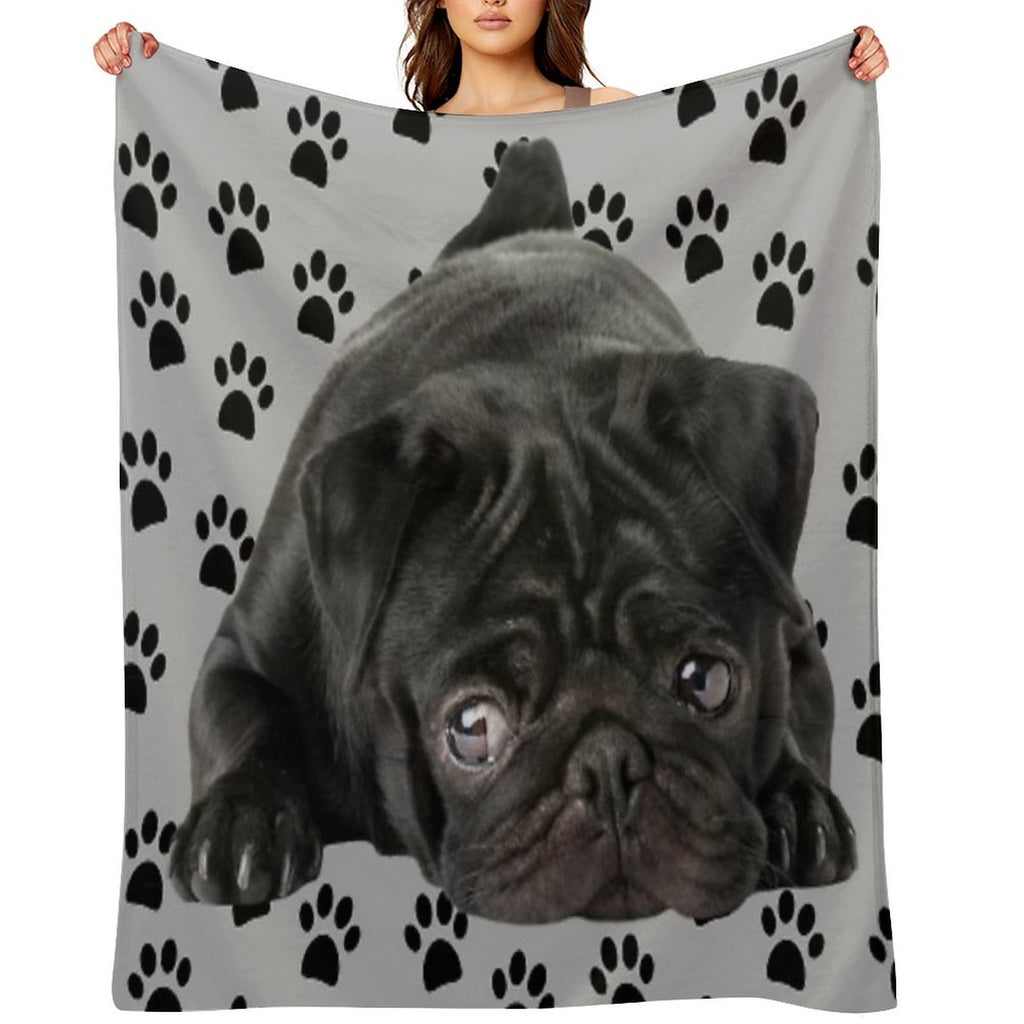 Adorable Black Pug Durable Throw Blanket