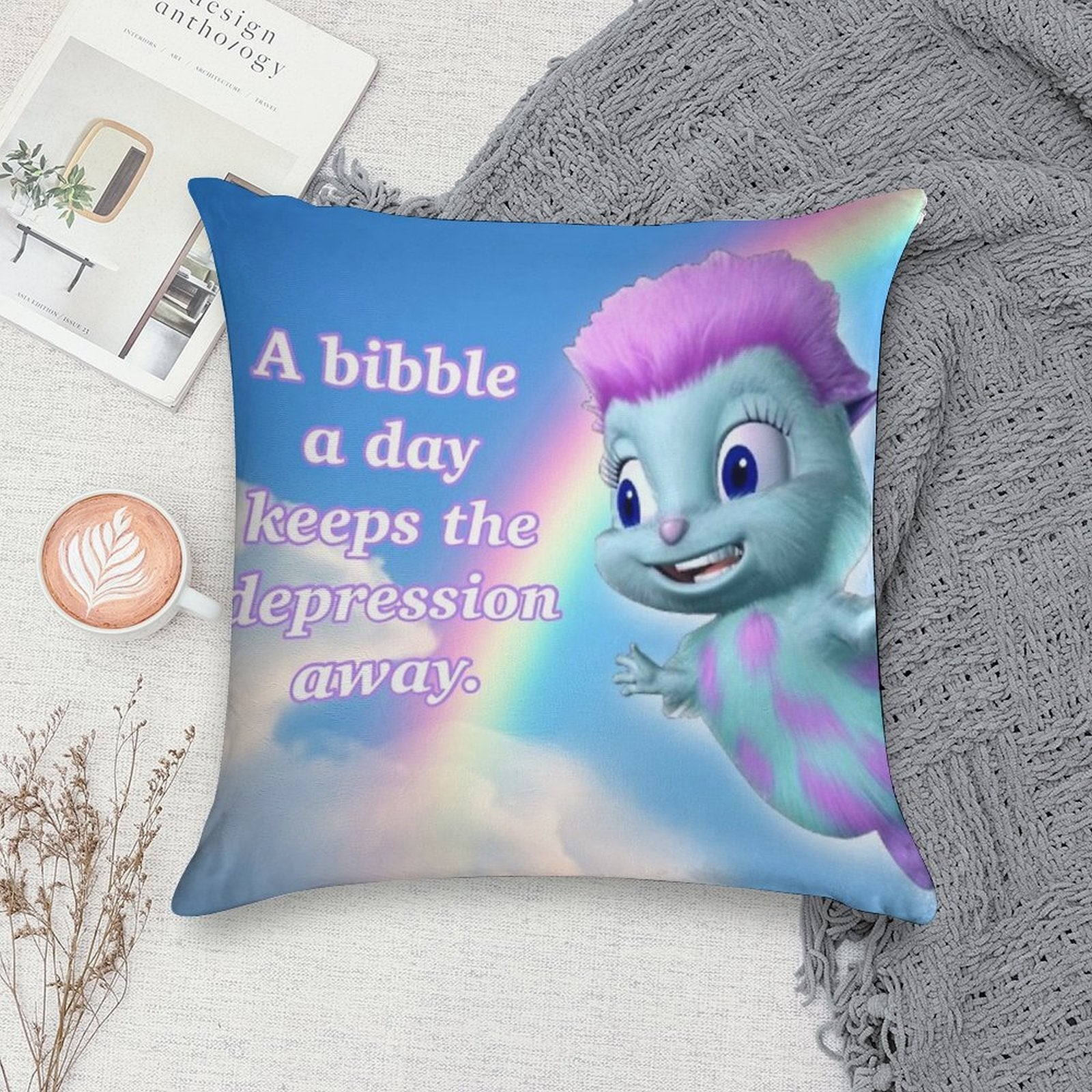Bibble Motto Soft Gift Ready Throw Pillow
