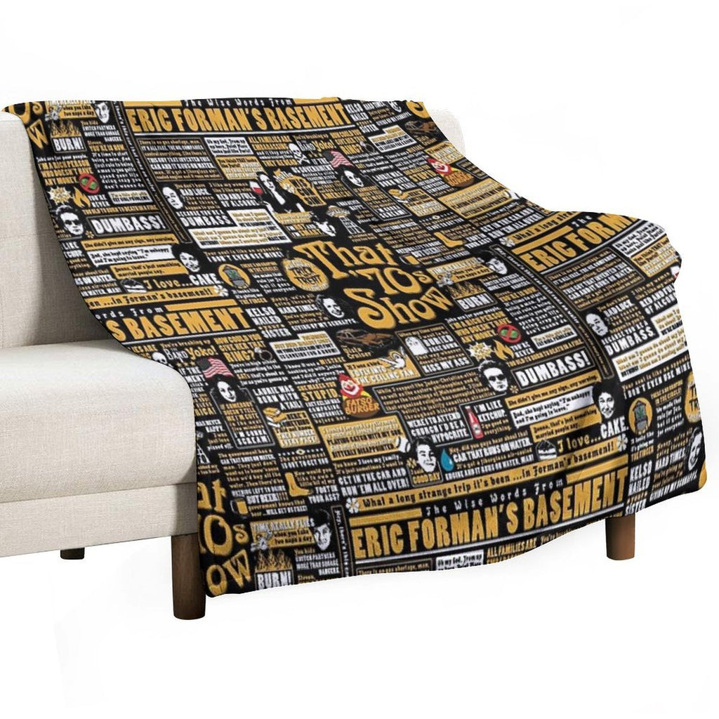 The Wise Words From Eric Forman's Basement Sustainable Throw Blanket