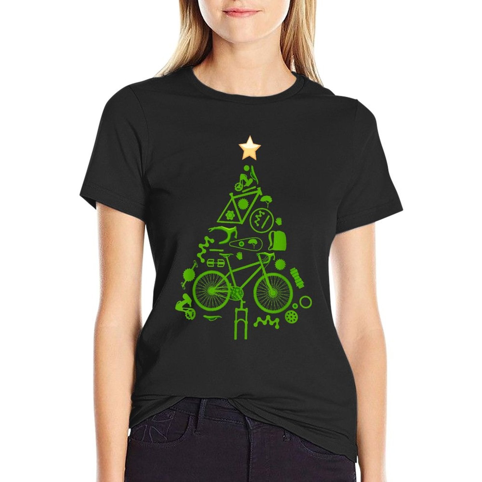 Bicycle Christmas Tree for Cyclists, Road Bikes, Triathlon  Tagless Design T-Shirt