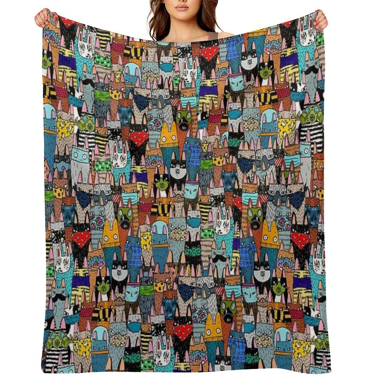Cats in The Disguise Travel-friendly Throw Blanket