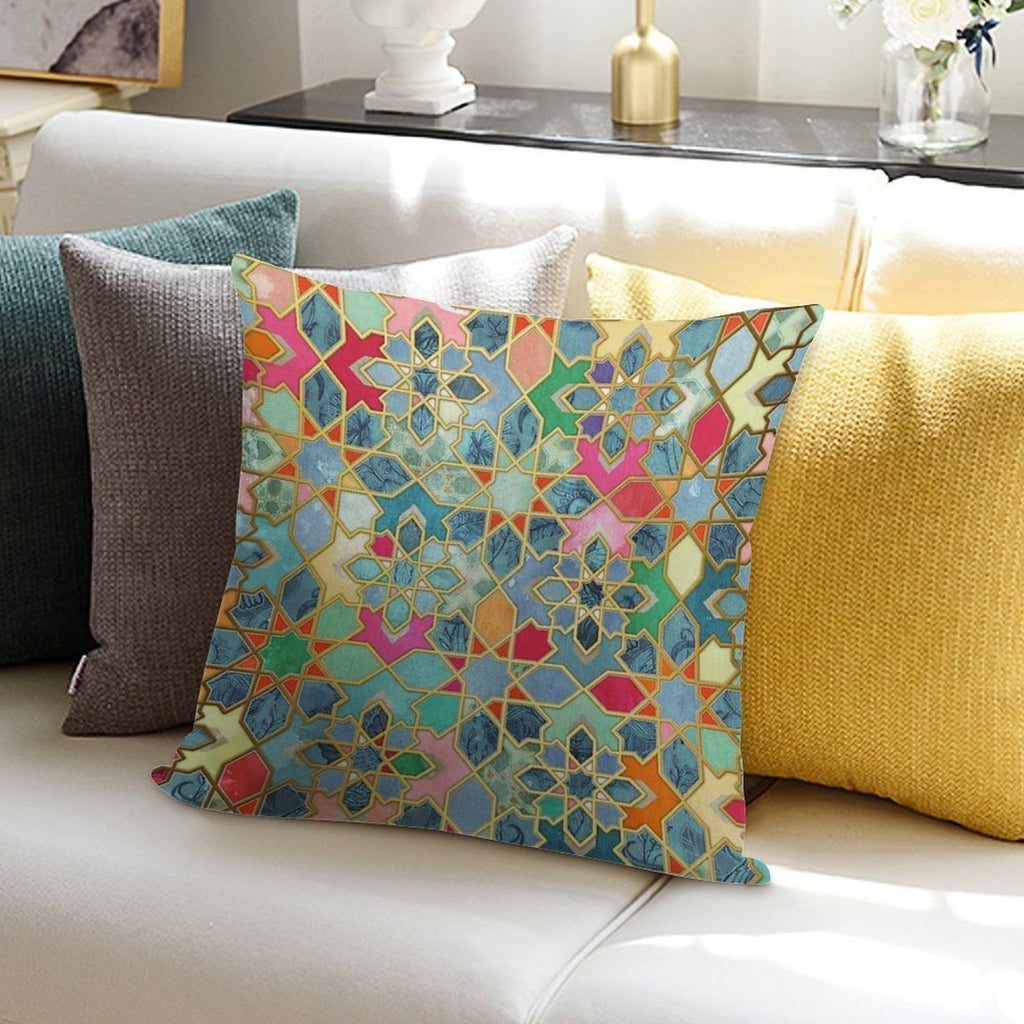 Gilt & Glory - Colorful Moroccan Mosaic Soft Anti-Pilling Throw Pillow