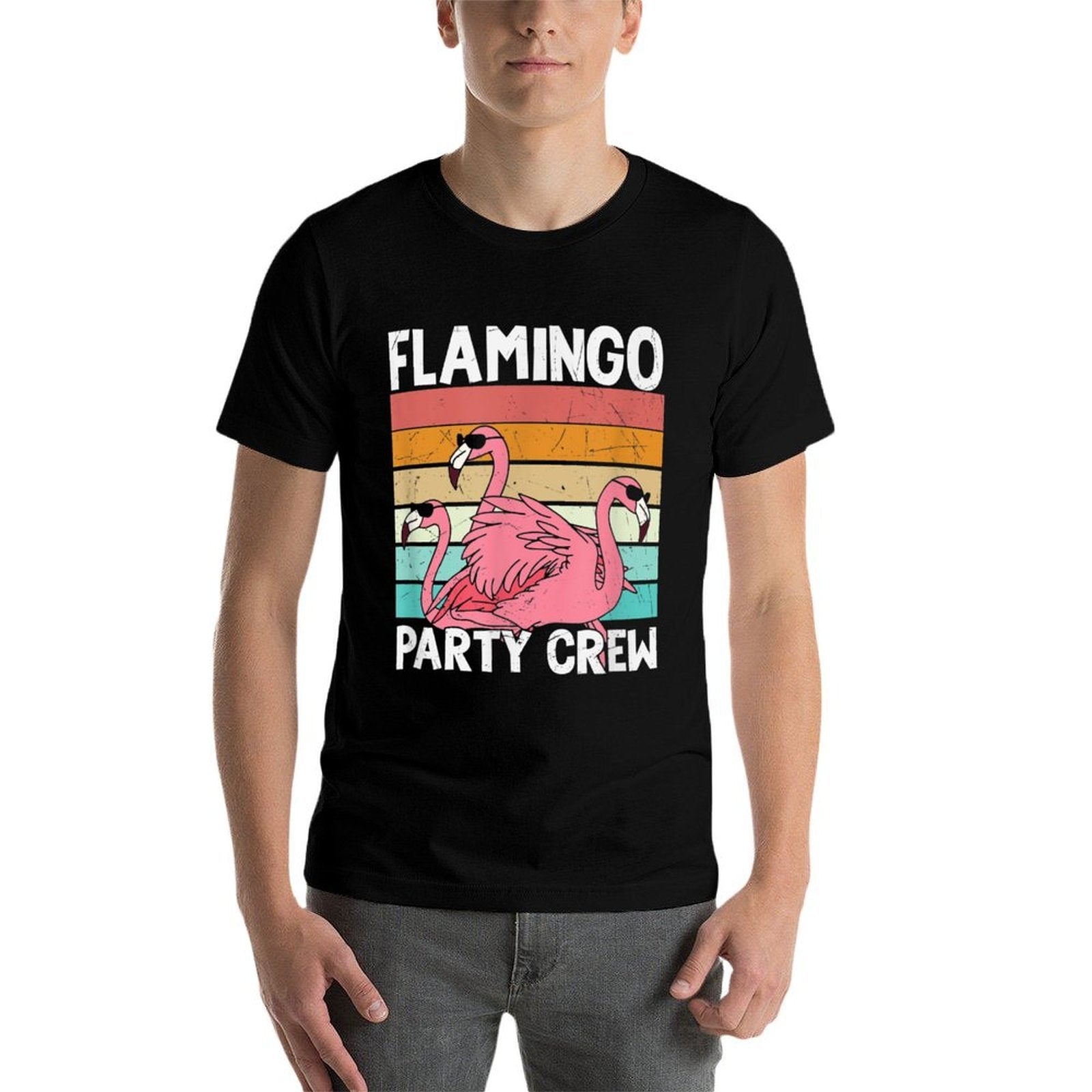 Flamingo Party Crew Funny Pink Flamingo Party  Oversized Silhouette T-Shirt
