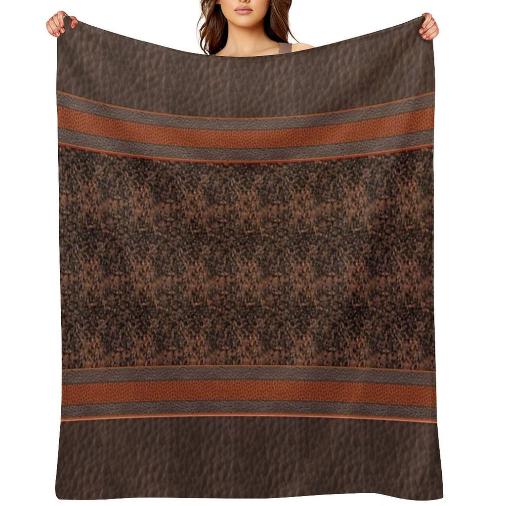 Favorite Brown Sweater Faux Vegan Leather Pattern Print Brown Bohemian Boho Thigh High Striped Top Socks Leggings Compact Throw Blanket