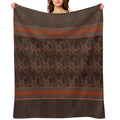 Favorite Brown Sweater Faux Vegan Leather Pattern Print Brown Bohemian Boho Thigh High Striped Top Socks Leggings Compact Throw Blanket