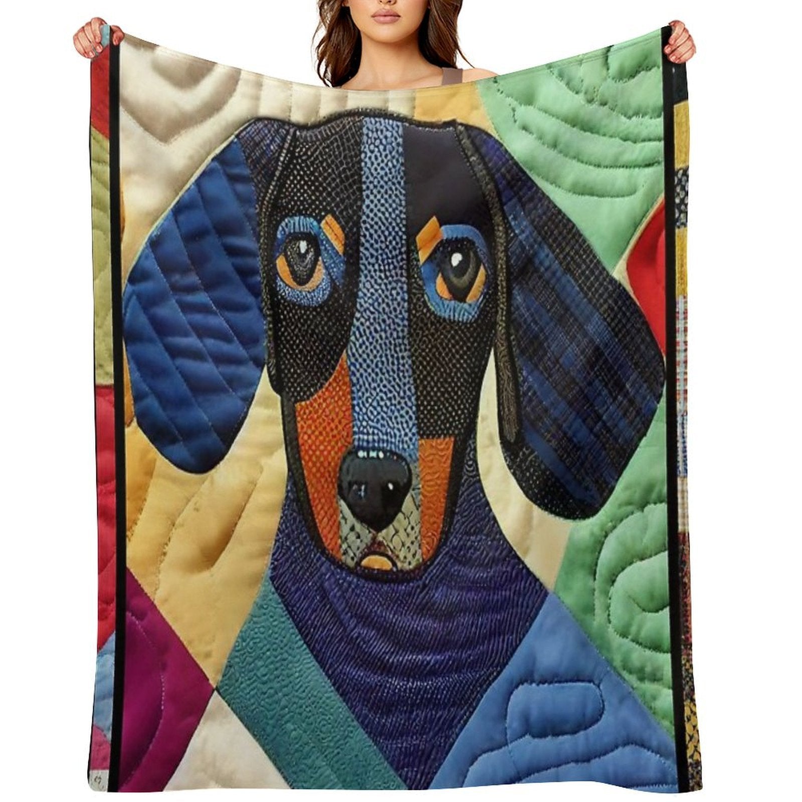 Dachsund Patchwork Quilt Durable Throw Blanket