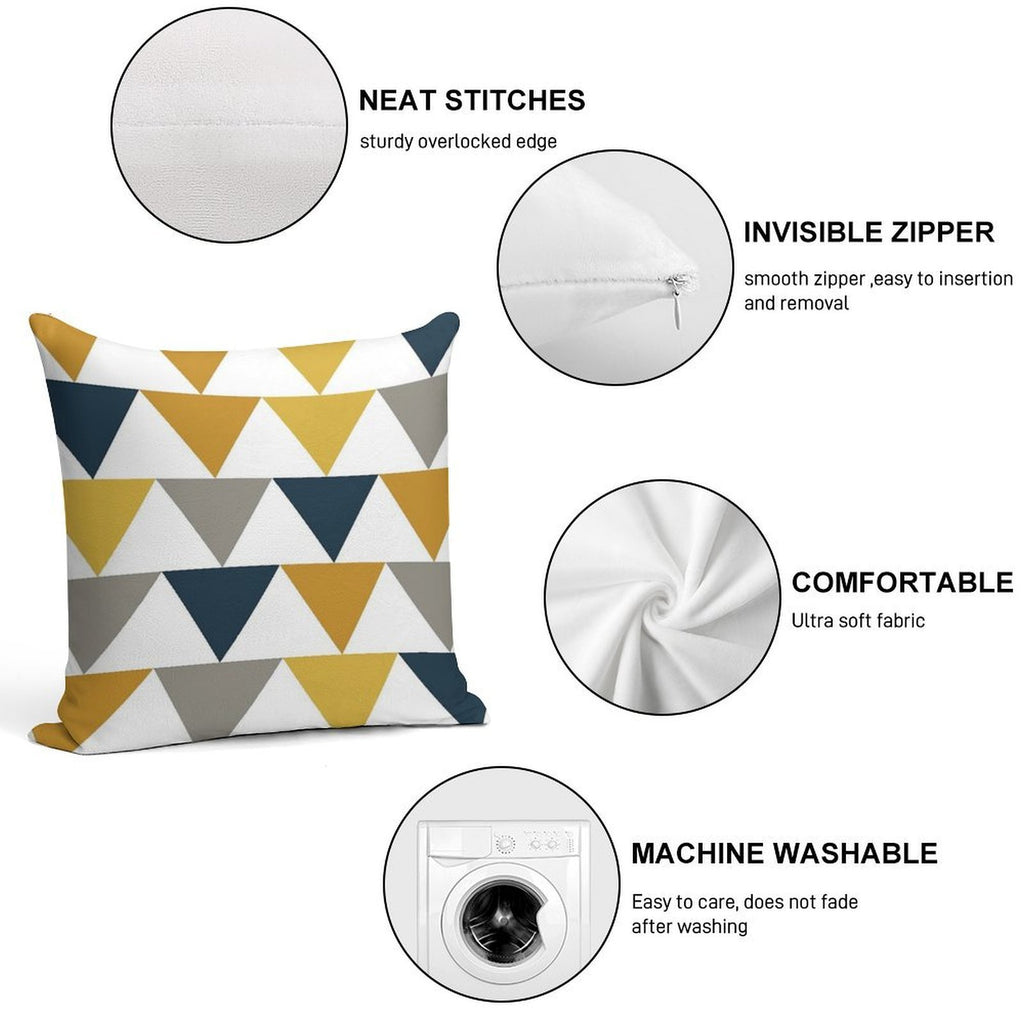 Arrows Light Mustard Yellow, Dark Mustard Yellow, Dark Blue, Grey, And White Geometric Pattern Soft Ultra-Soft Texture Throw Pillow