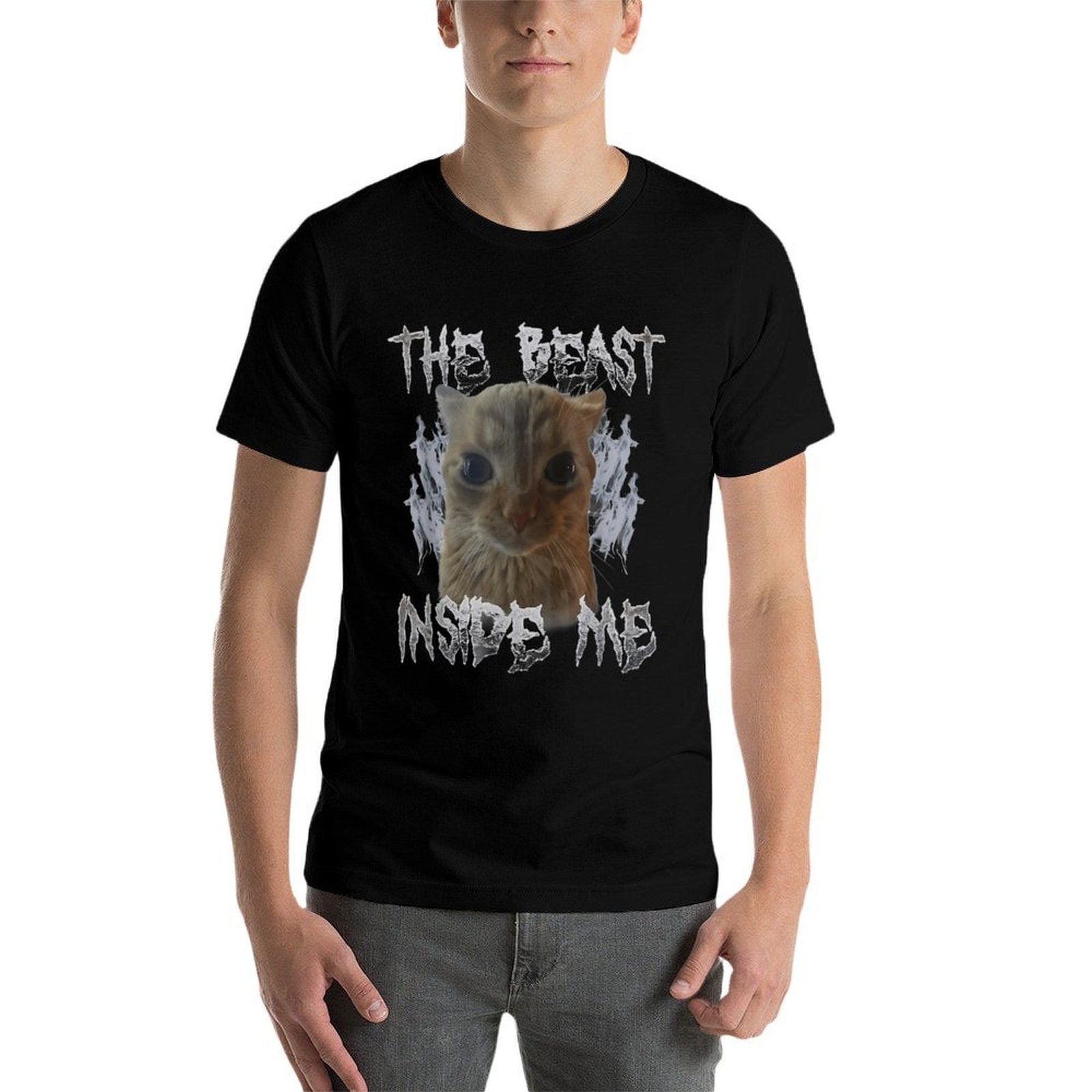 Funny Cat Meme Beast Inside Me Sarcastic Inappropriate Men Women  Graphic-printed T-Shirt