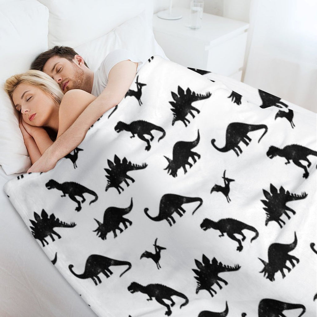 Black + White Dinosaurs Compact Throw Blanket