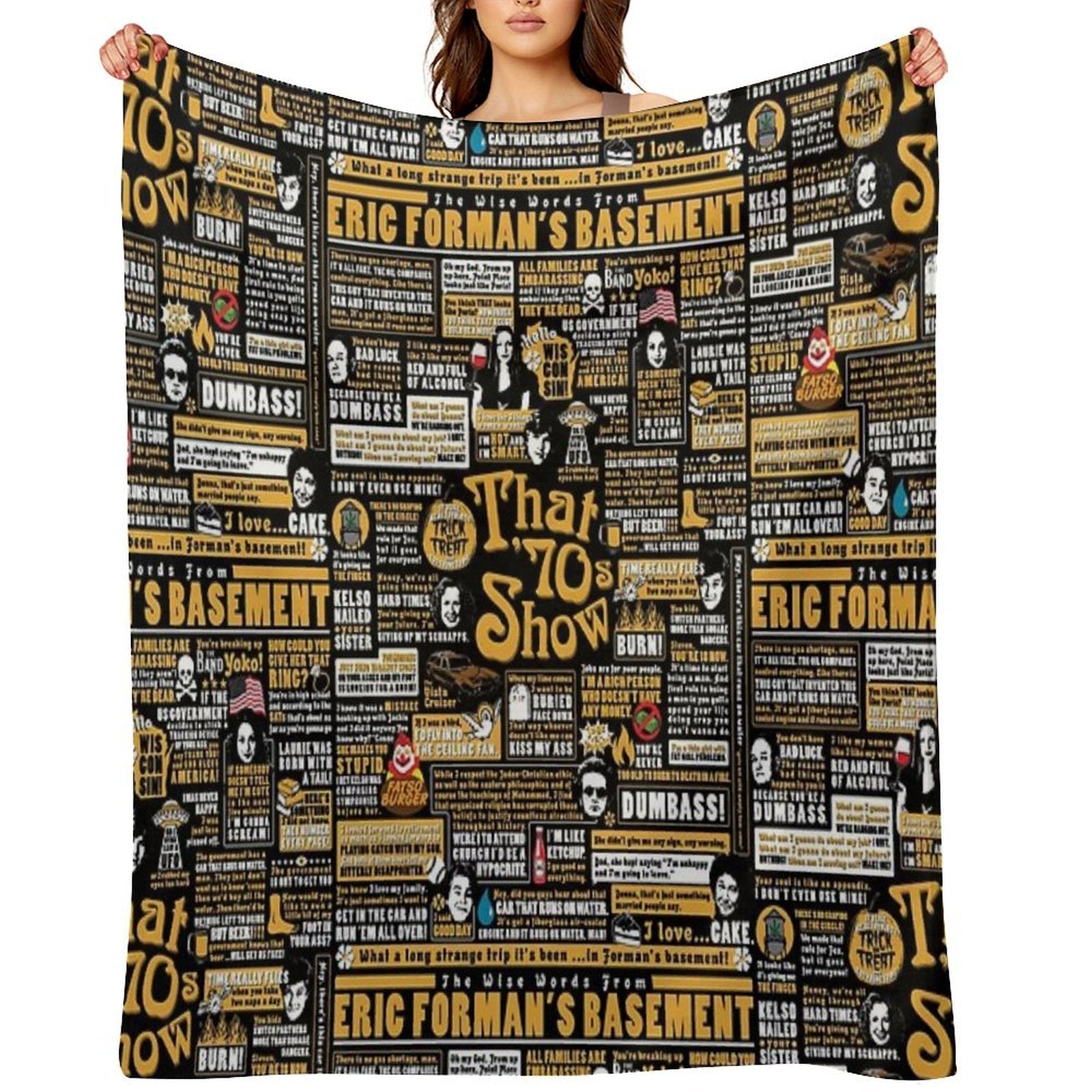The Wise Words From Eric Forman's Basement Sustainable Throw Blanket
