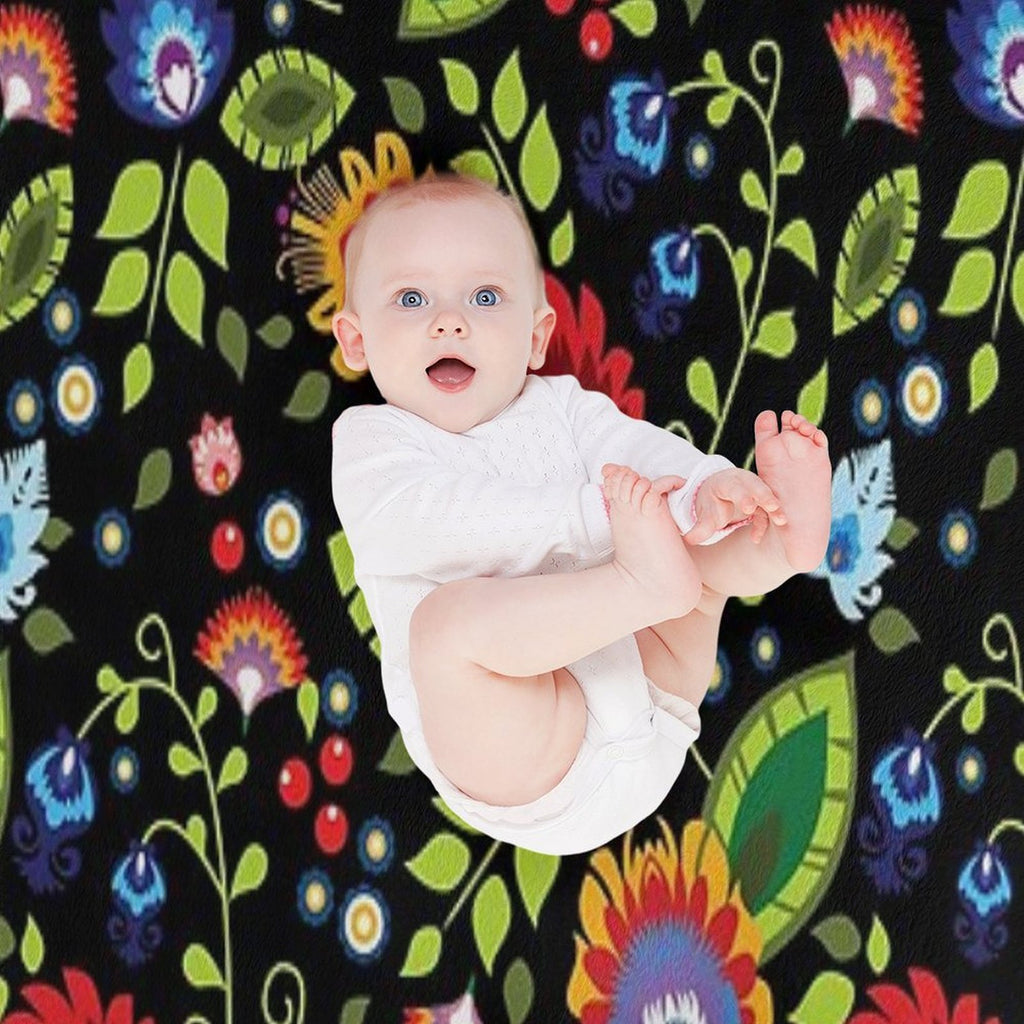 Polish Folklore - Beautiful Composition on Black Multi-functional Throw Blanket
