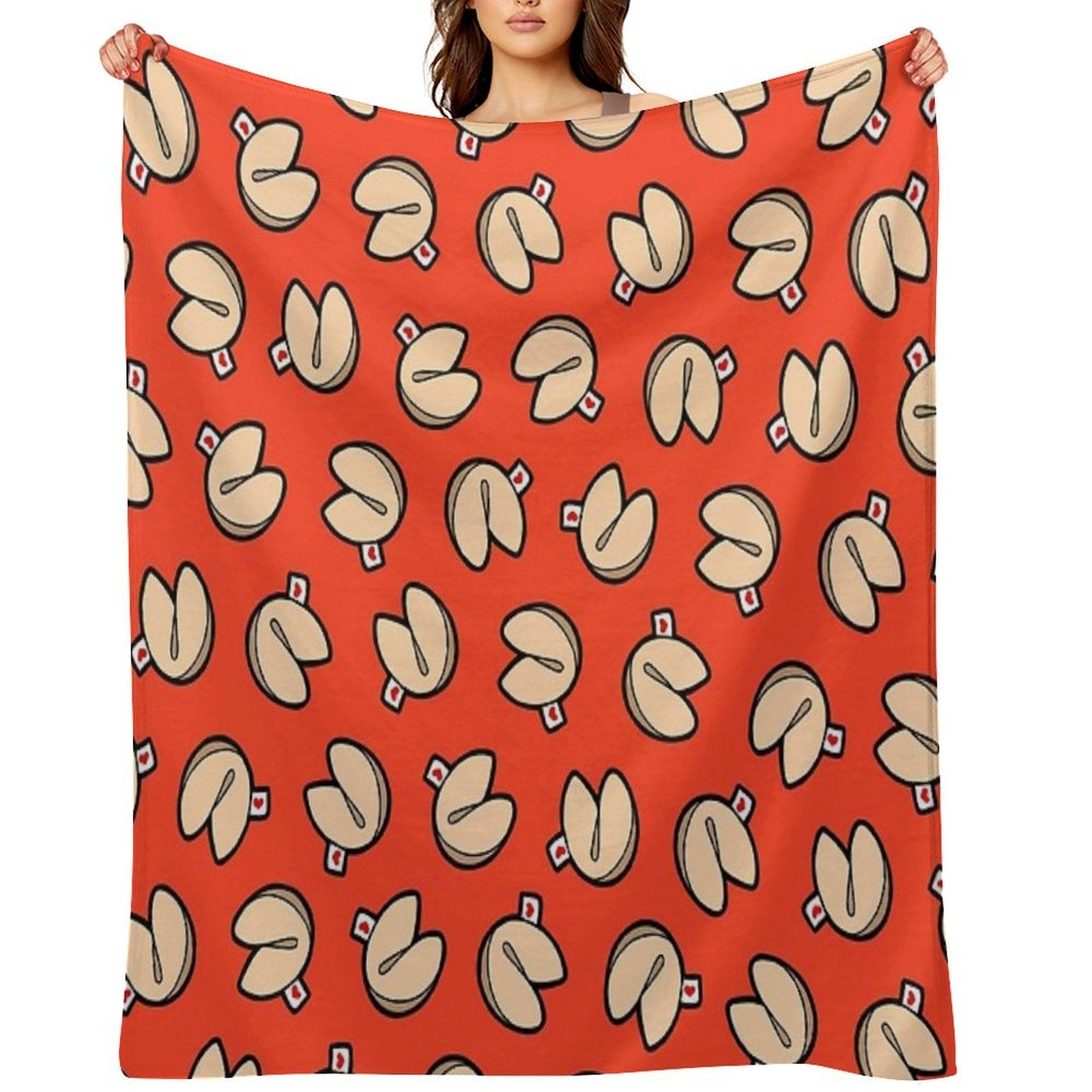 Fortune Cookies Pattern Travel-friendly Throw Blanket