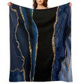 Abstract Blue And Gold Modern Geode Agate Design Premium Throw Blanket