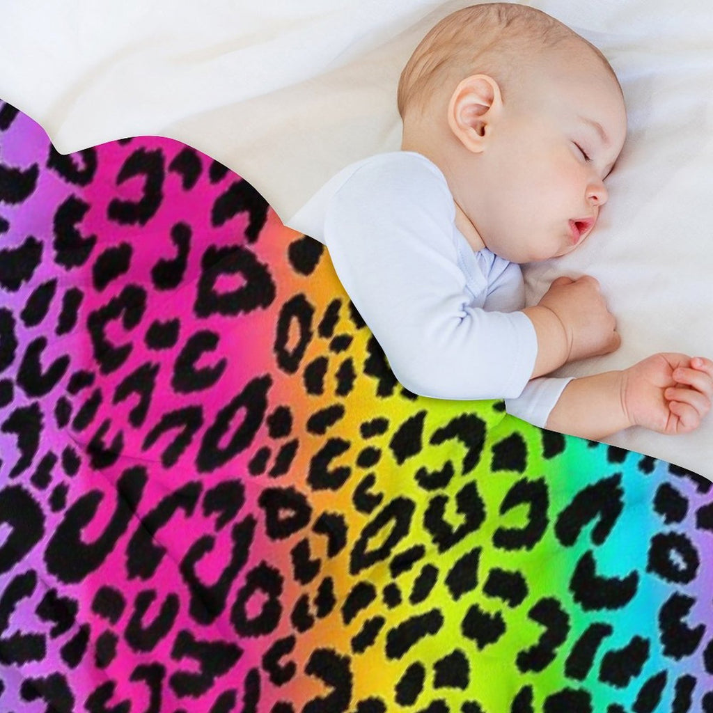Colofrul Rainbow Leopard Wrinkle-free Throw Blanket