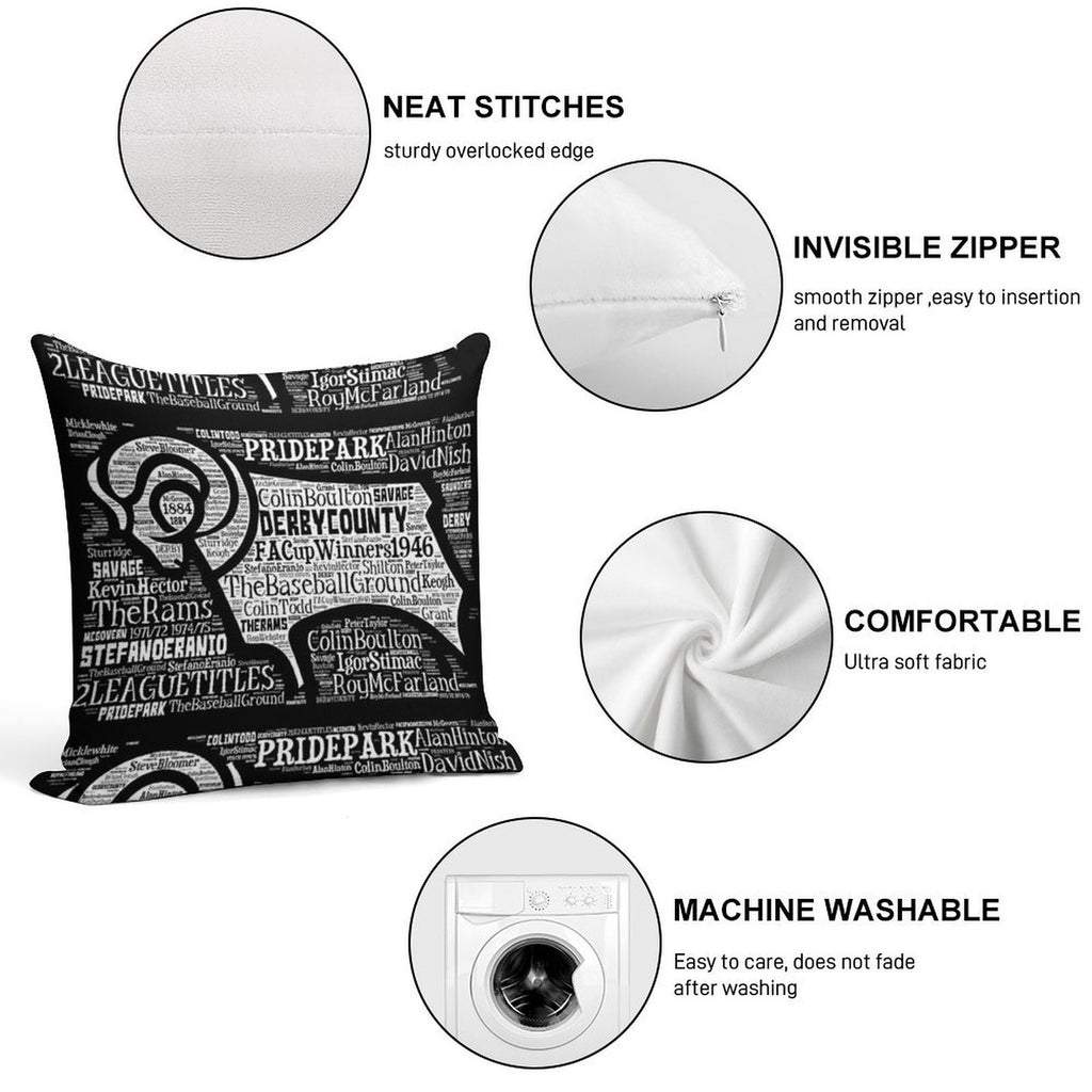Derby County Club Crest Soft Fade-Resistant Throw Pillow