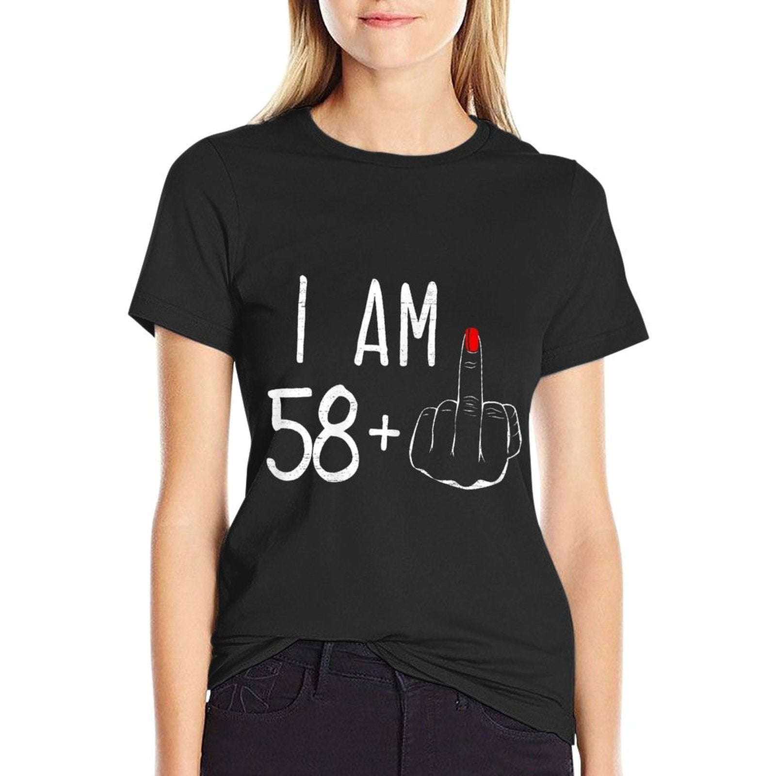 I Am 58 Plus 1 Middle Finger For A 59th Birthday For Women  Vintage-inspired T-Shirt