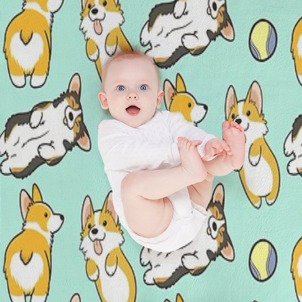 Corgi Set Eco-conscious Throw Blanket