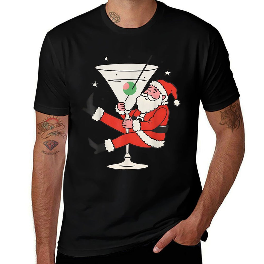 Xmas Holiday Party Drinking Funny Santa Martini Christmas  Quick-drying T-Shirt