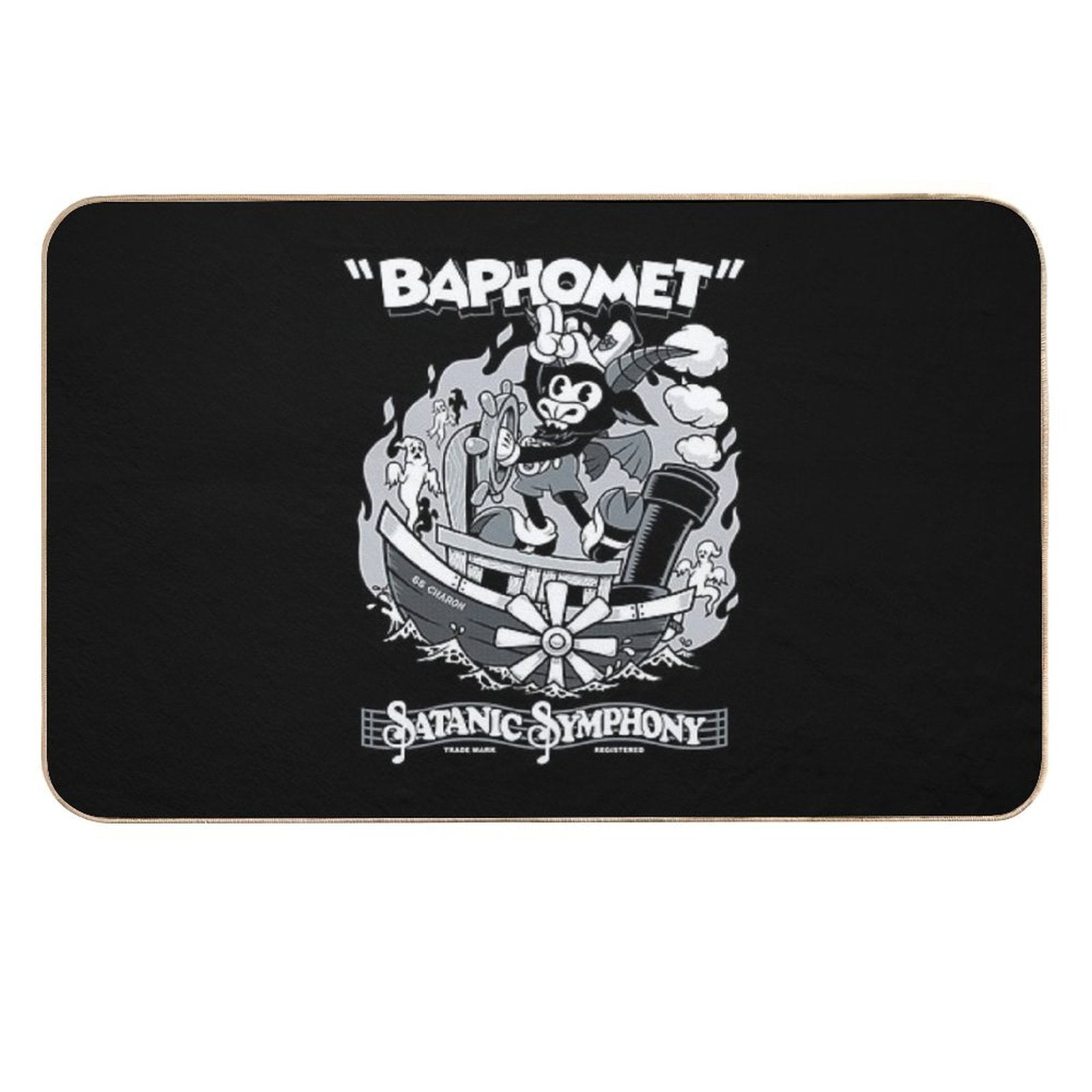 Vintage Cartoon Baphomet - Steamboat Baphy - Occult - Satanic Symphony  Fade-Resistant Bath Mat