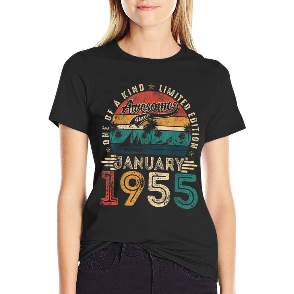 Awesome Since January 1955 Vintage Retro 70th Birthday Men  Lightweight T-Shirt