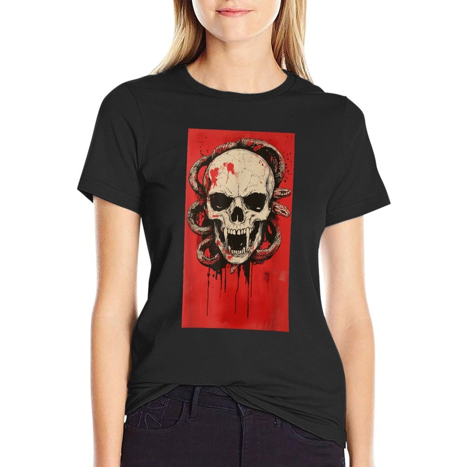 Death Metal Skull Snakes Sinister Skull Art Snake  Soft T-Shirt
