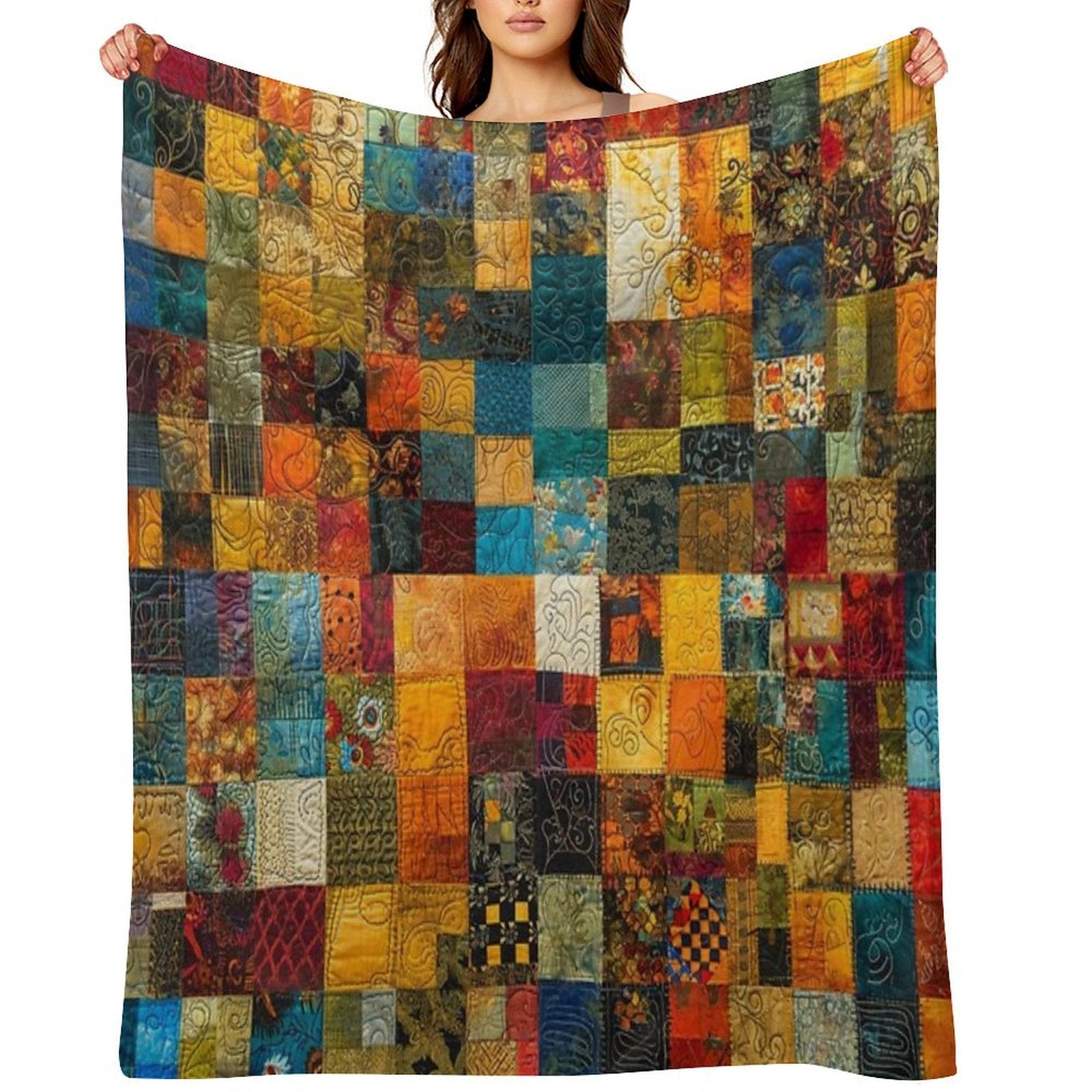 Kaleidoscope Quilt Pattern - Textile Art Explosion Durable Throw Blanket