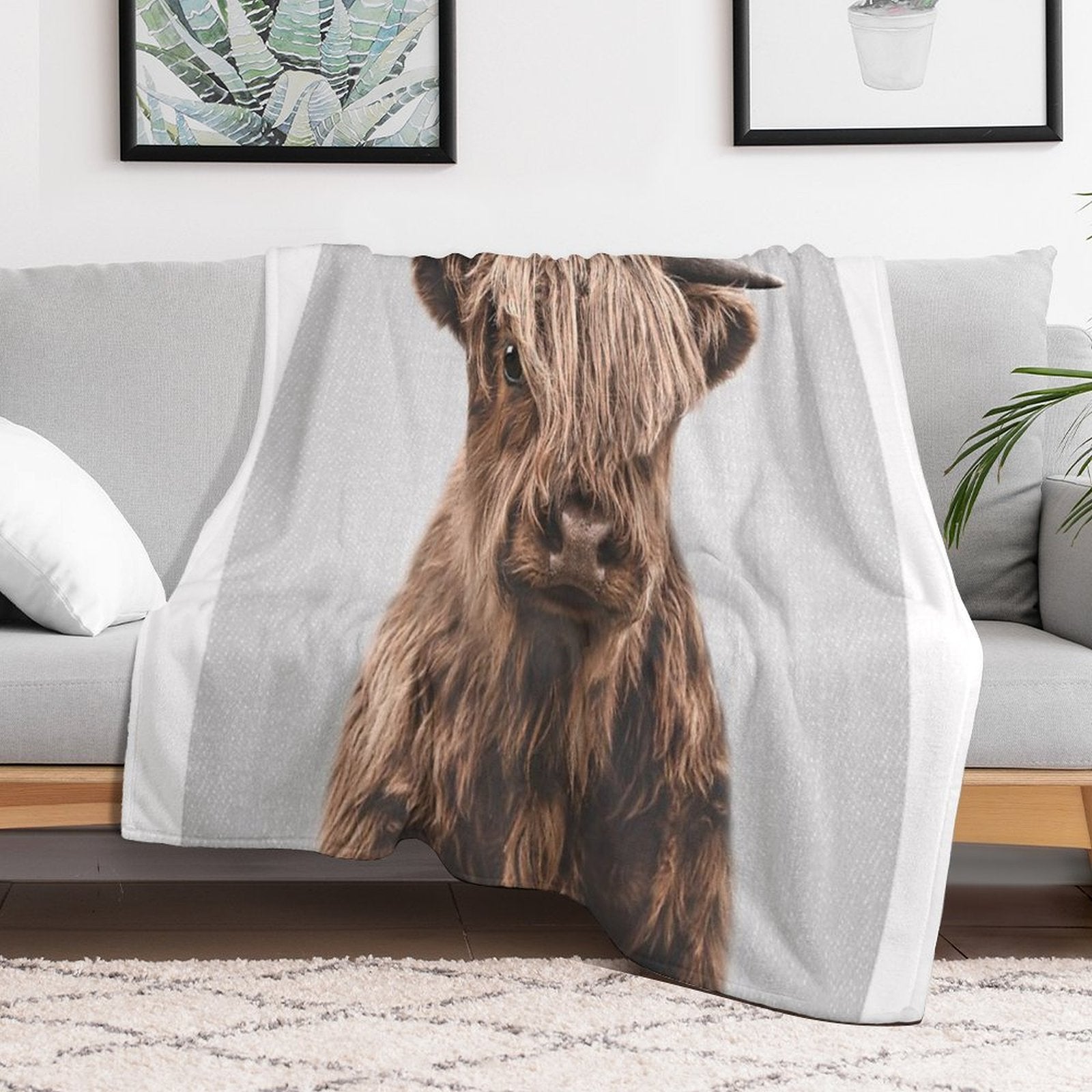 Highland Calf - Colorful Shrink-resistant Throw Blanket