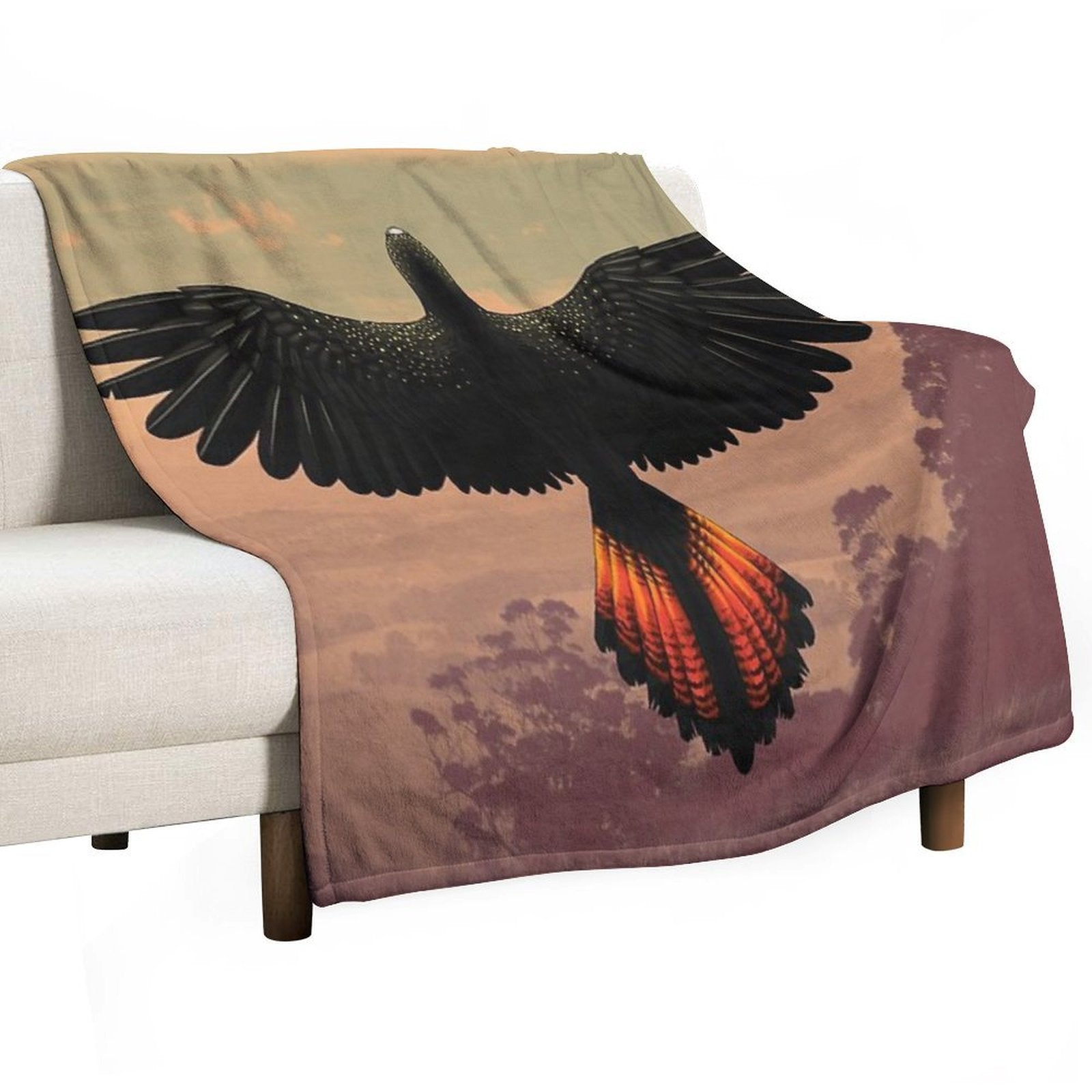 Red-Tailed Black Cockatoo - Australian Bird Sustainable Throw Blanket