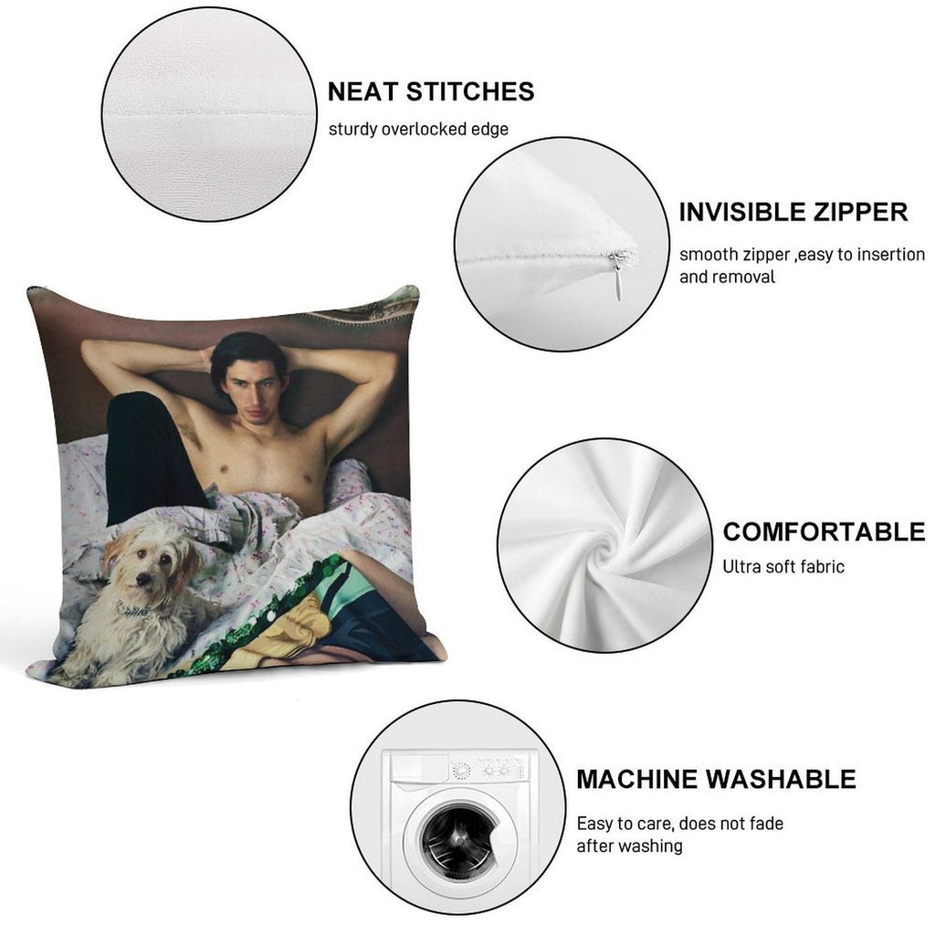 Adam Driver with Dog Photosession Soft Luxury Feel Throw Pillow