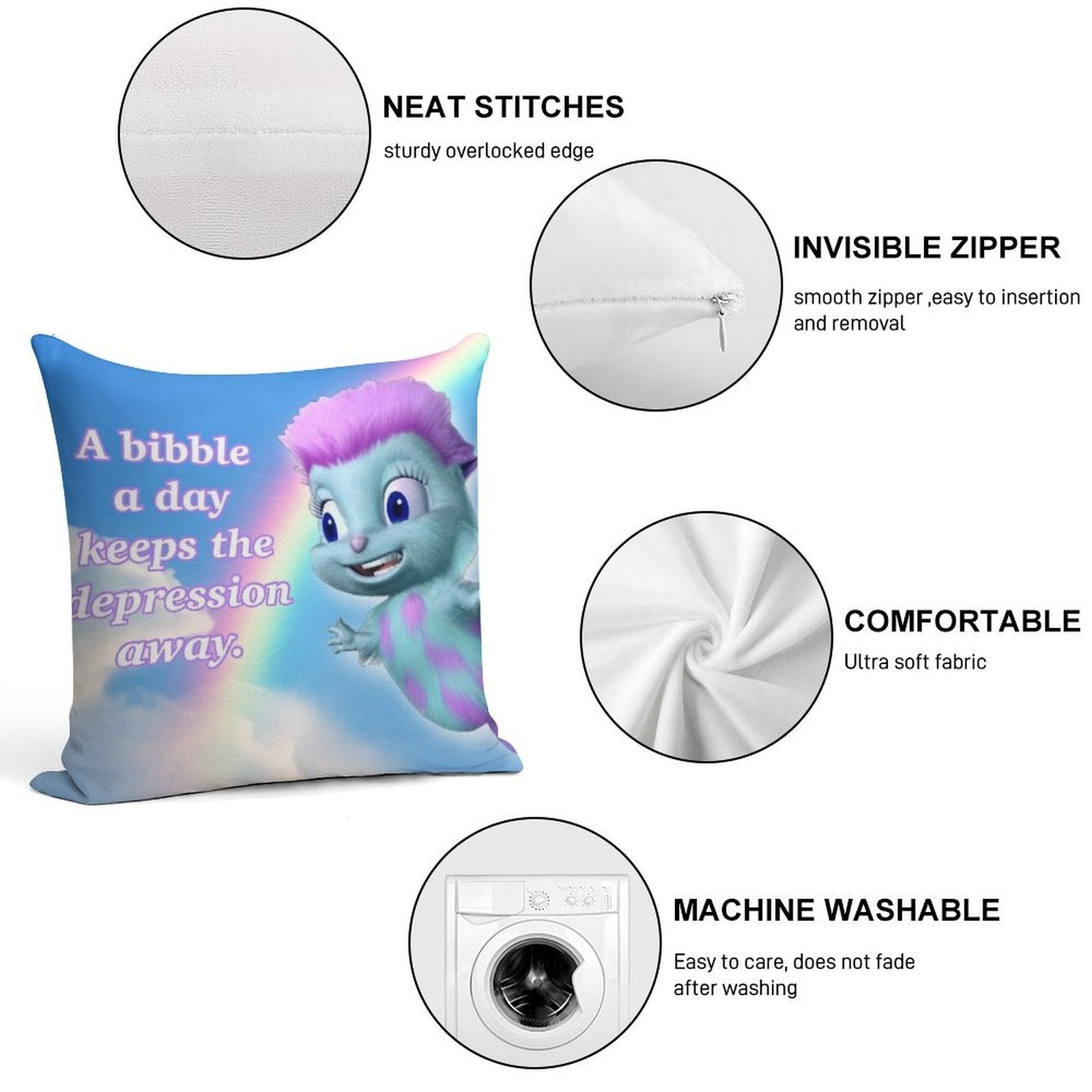 Bibble Motto Soft Gift Ready Throw Pillow