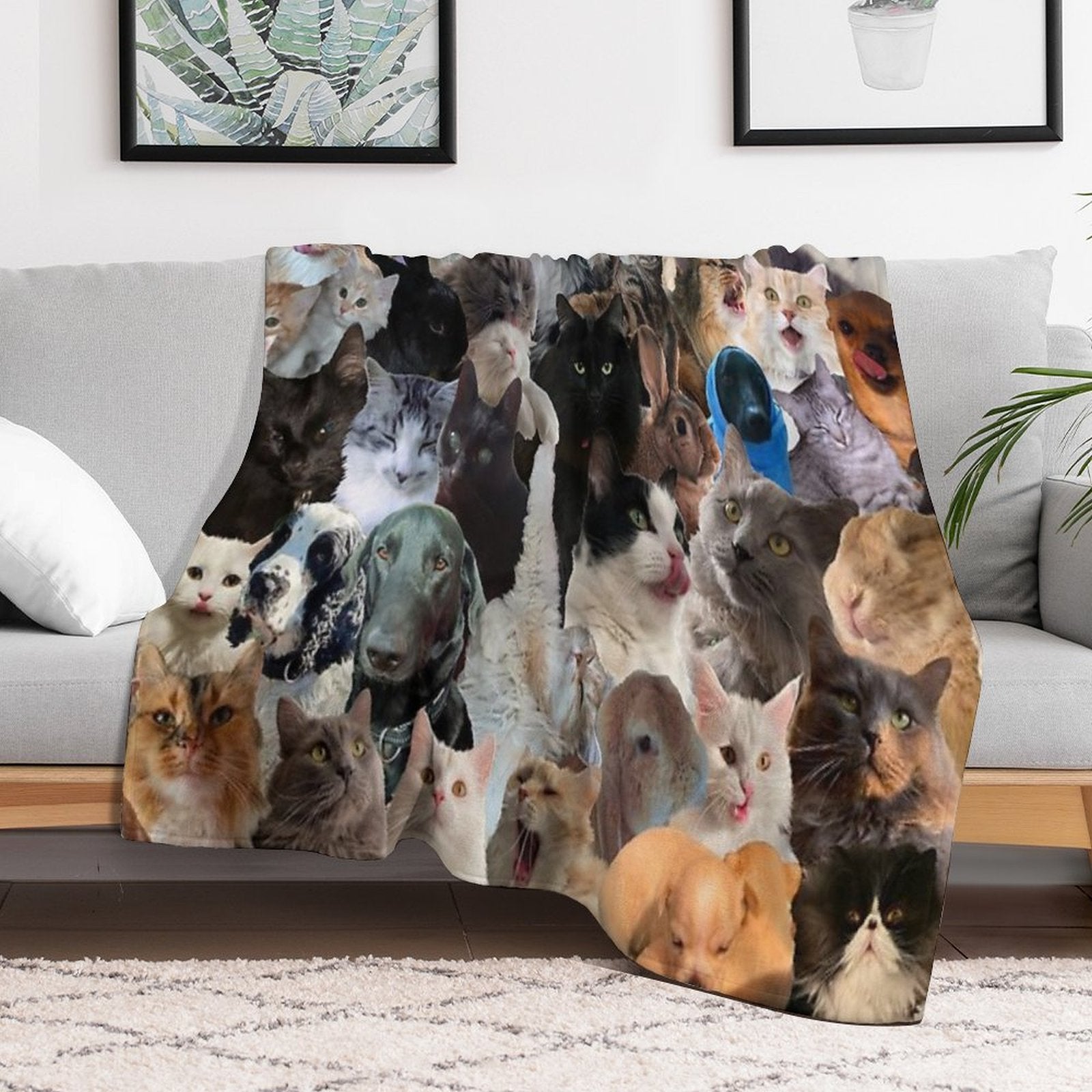 Fun Animal Puzzle Pattern Wrinkle-free Throw Blanket