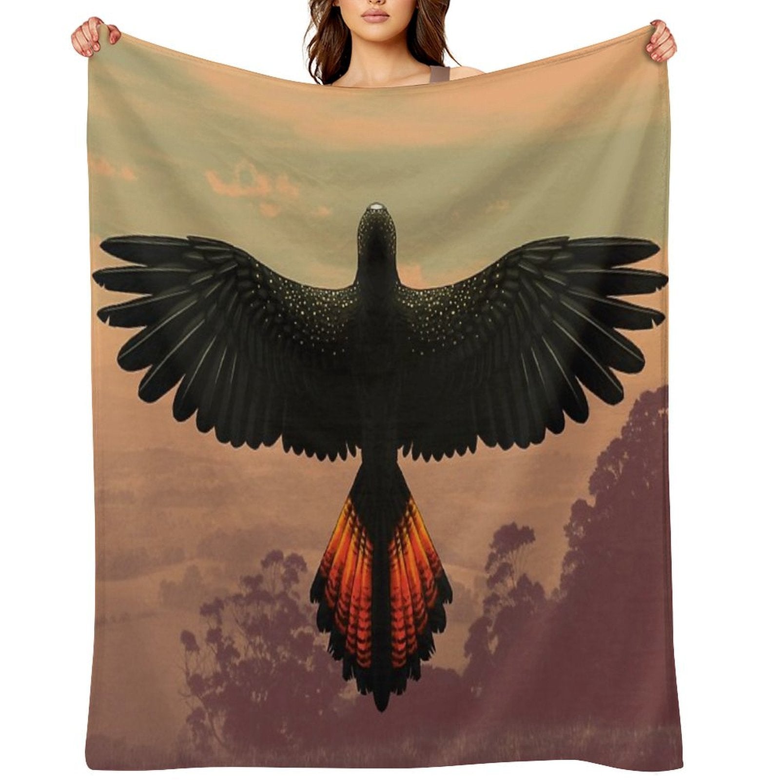Red-Tailed Black Cockatoo - Australian Bird Sustainable Throw Blanket