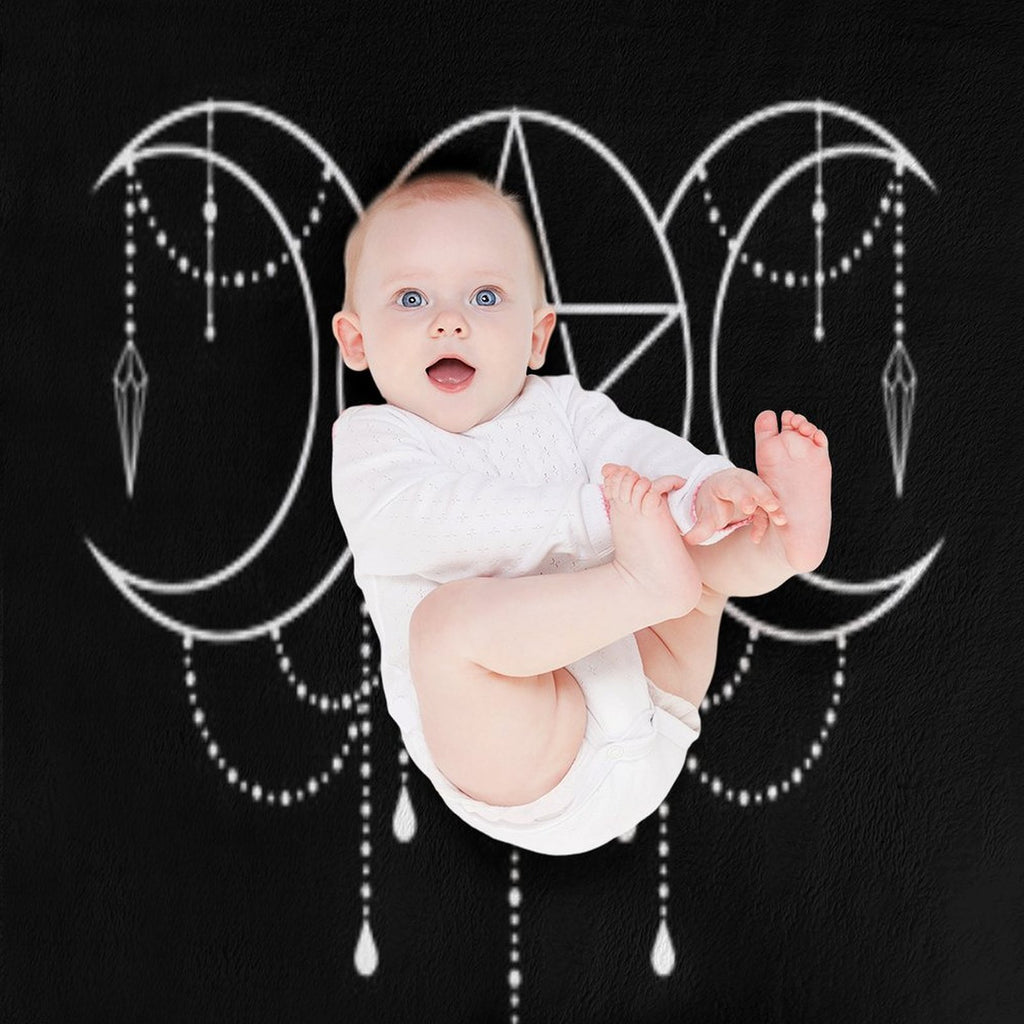 Triple Moon Goddess Pentacle Lightweight Throw Blanket