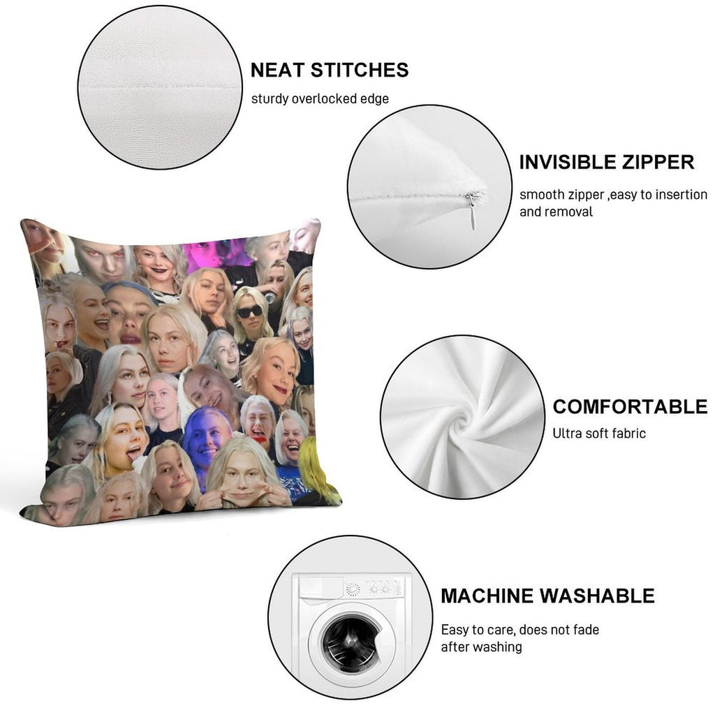 Phoebe Bridgers Face Collage Soft Easy Maintenance Throw Pillow