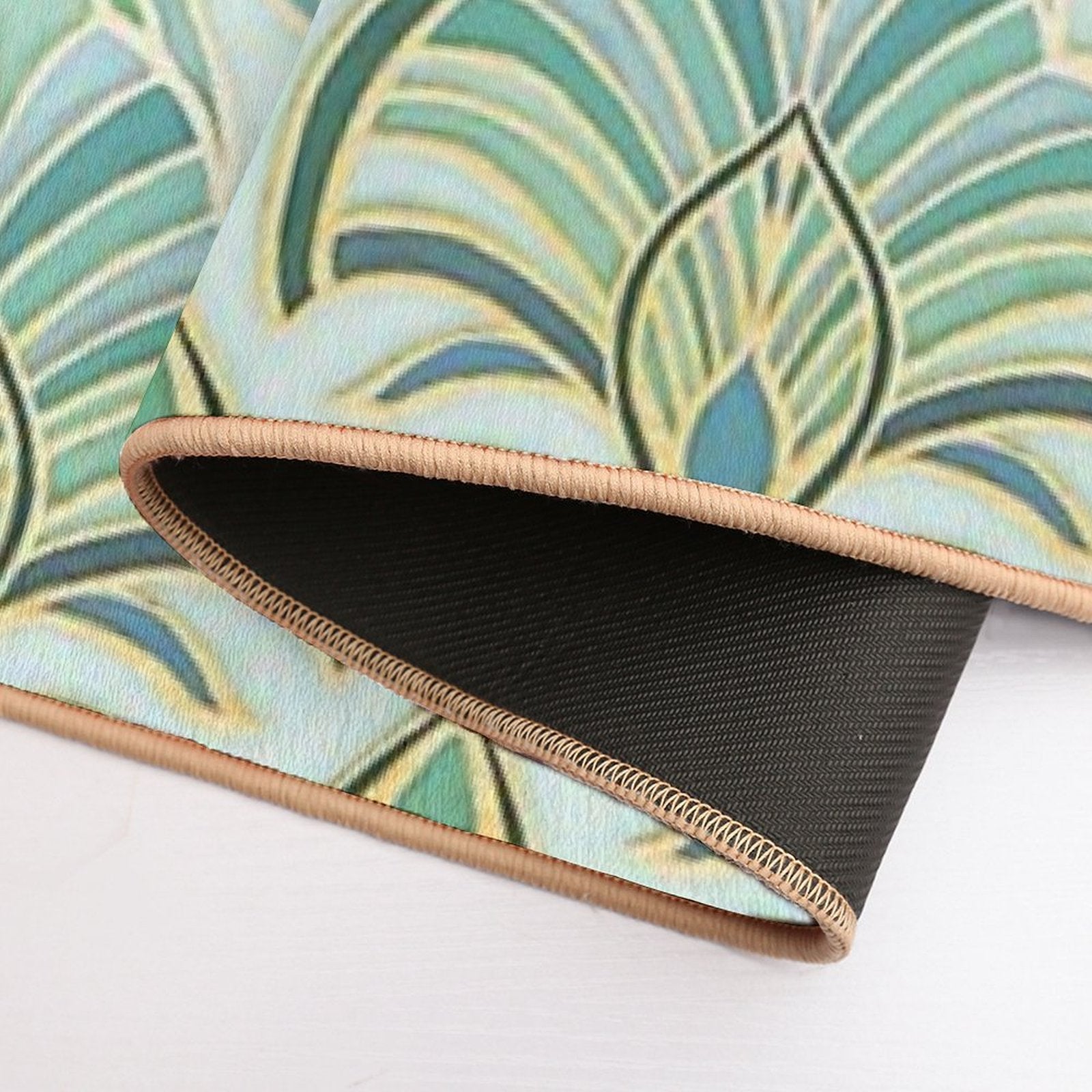 Jade Enamel Art Deco Fans  Absorbent Bath Mat