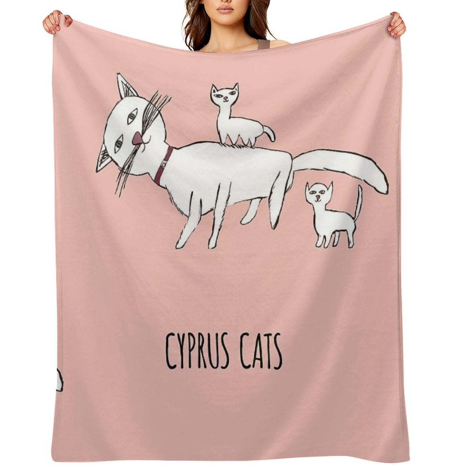 CYPRUS CATS CLOTHES PATTERN Machine-washable Throw Blanket