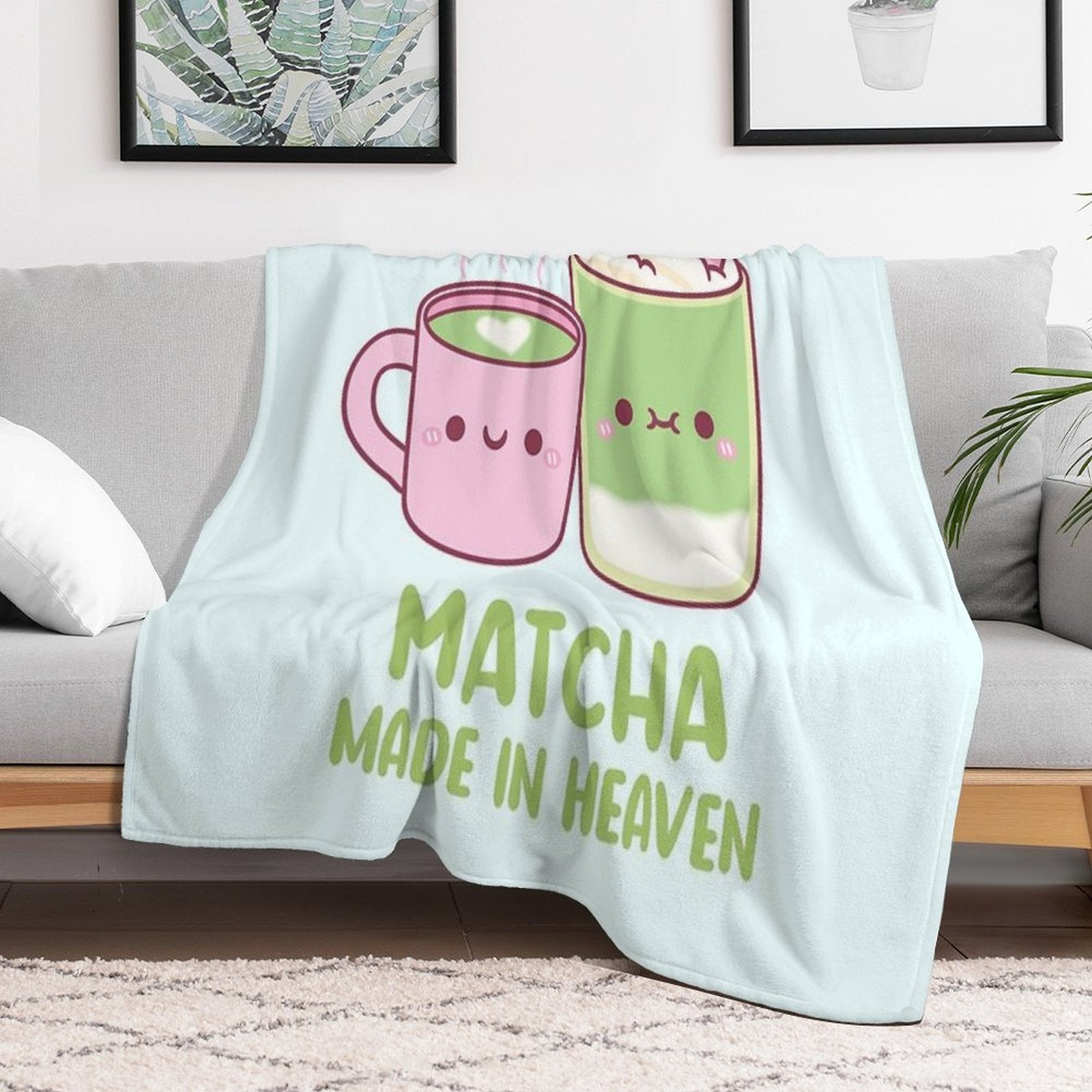 Cute Matcha Made In Heaven Tea Pun Comfort Throw Blanket