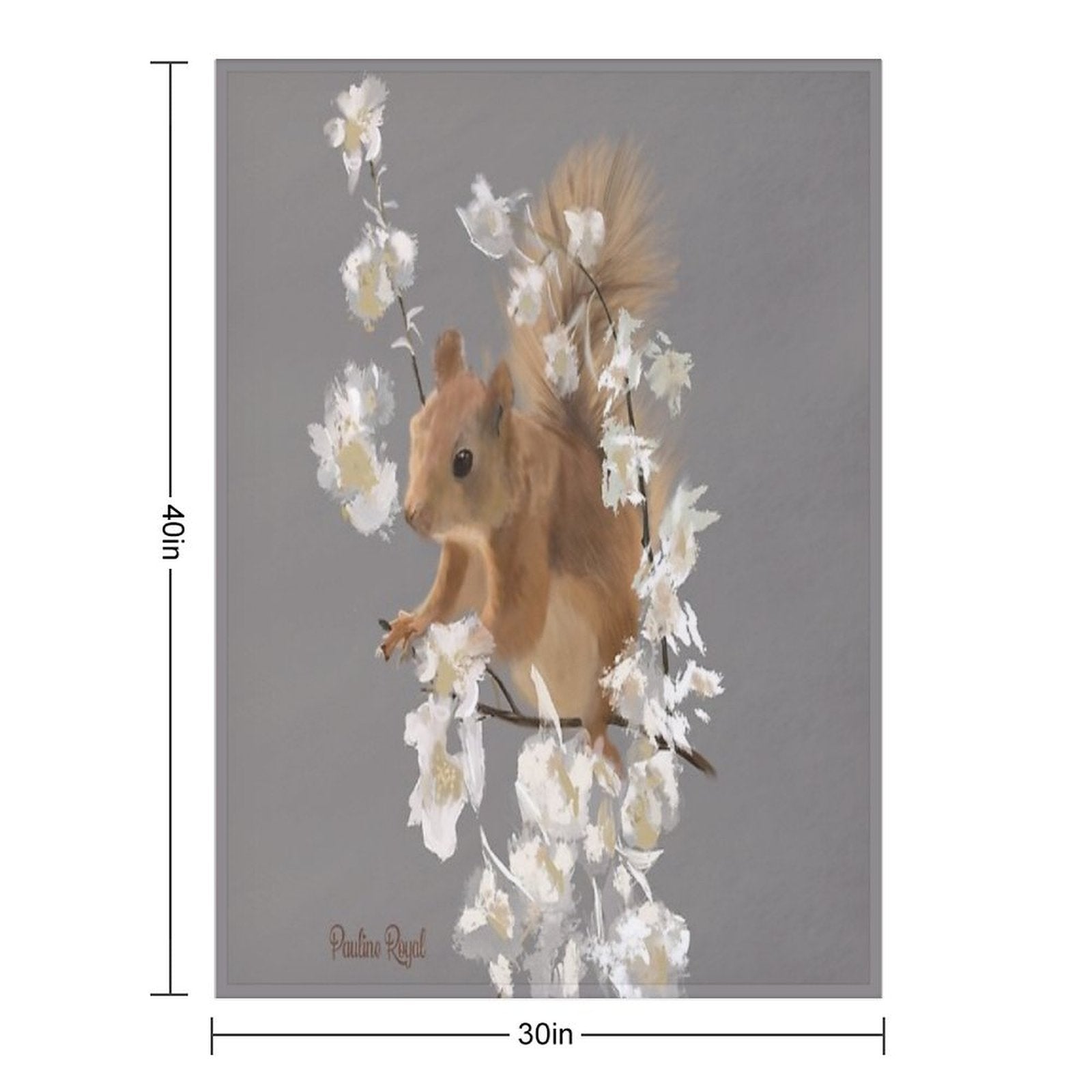 Nature Illustration of Red Squirrel And White Flowers in Springtime! Quick-dry Throw Blanket